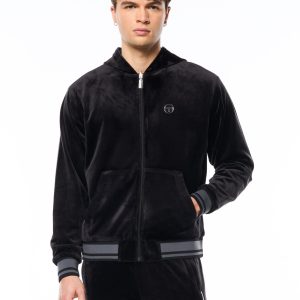 Viaggioa Reversible Velour Track Jacket-Black Beauty