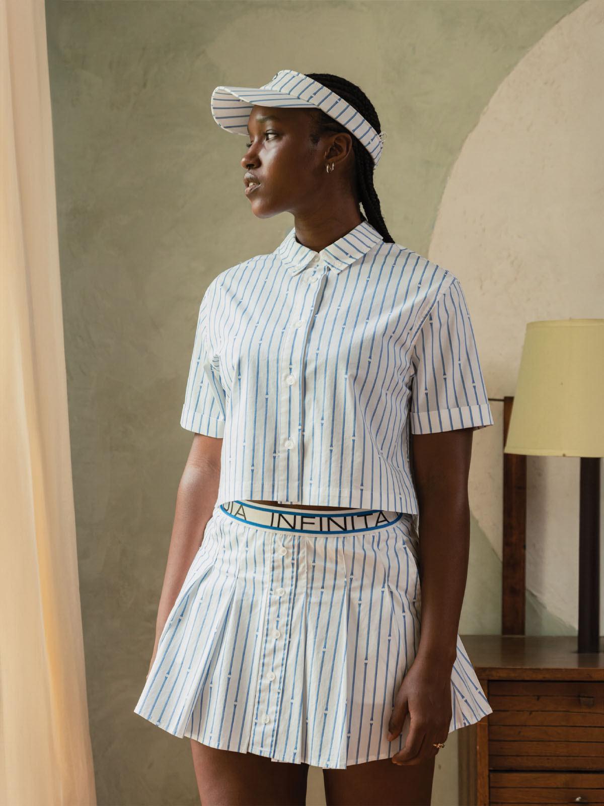 Women's Colonna Cropped Shirt- French Blue - Image 3