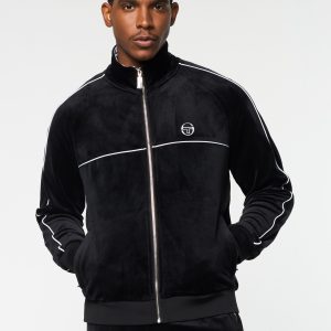 Lioni Velour Track Jacket- Black Beauty