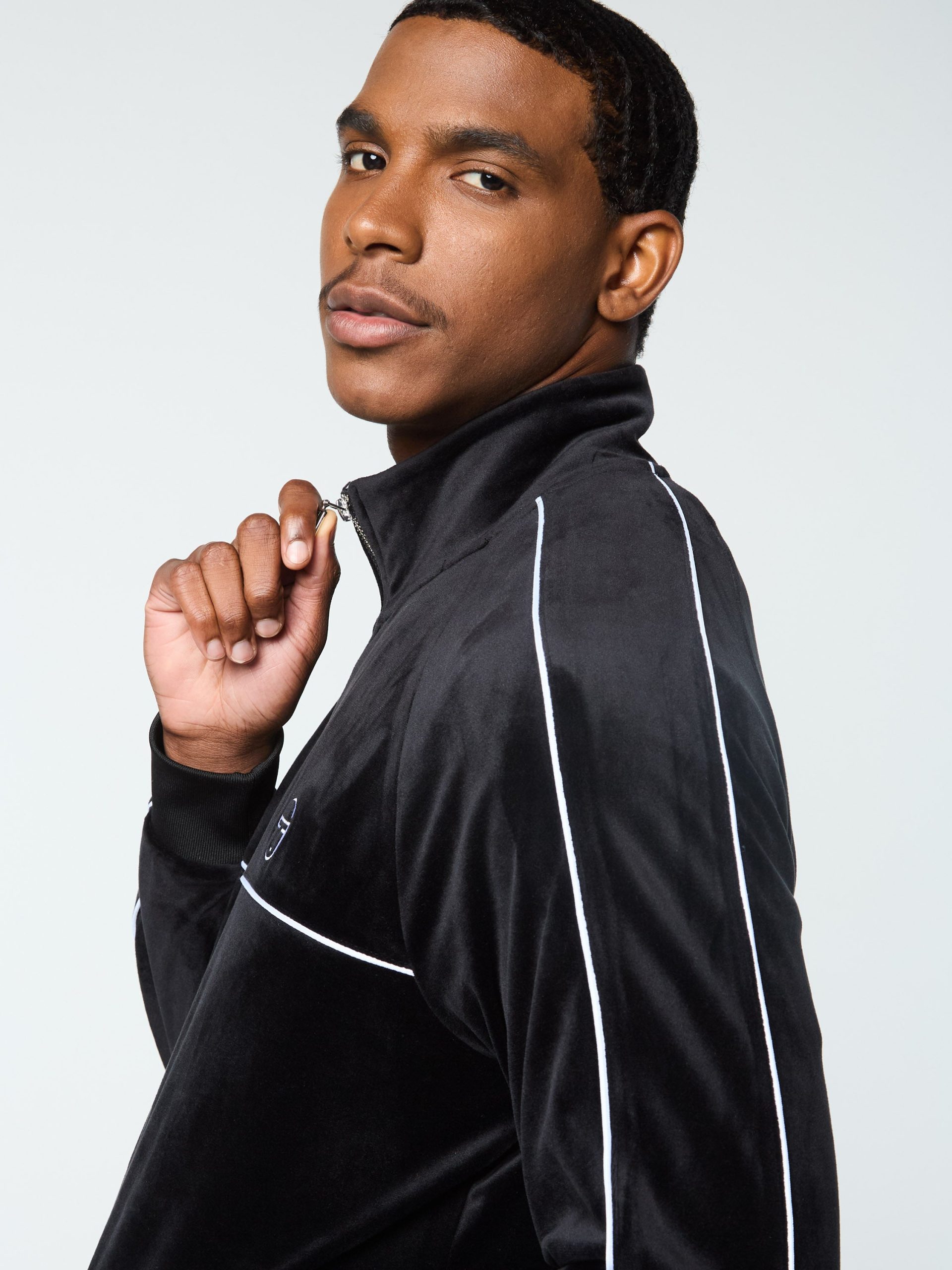 Lioni Velour Track Jacket- Black Beauty - Image 7