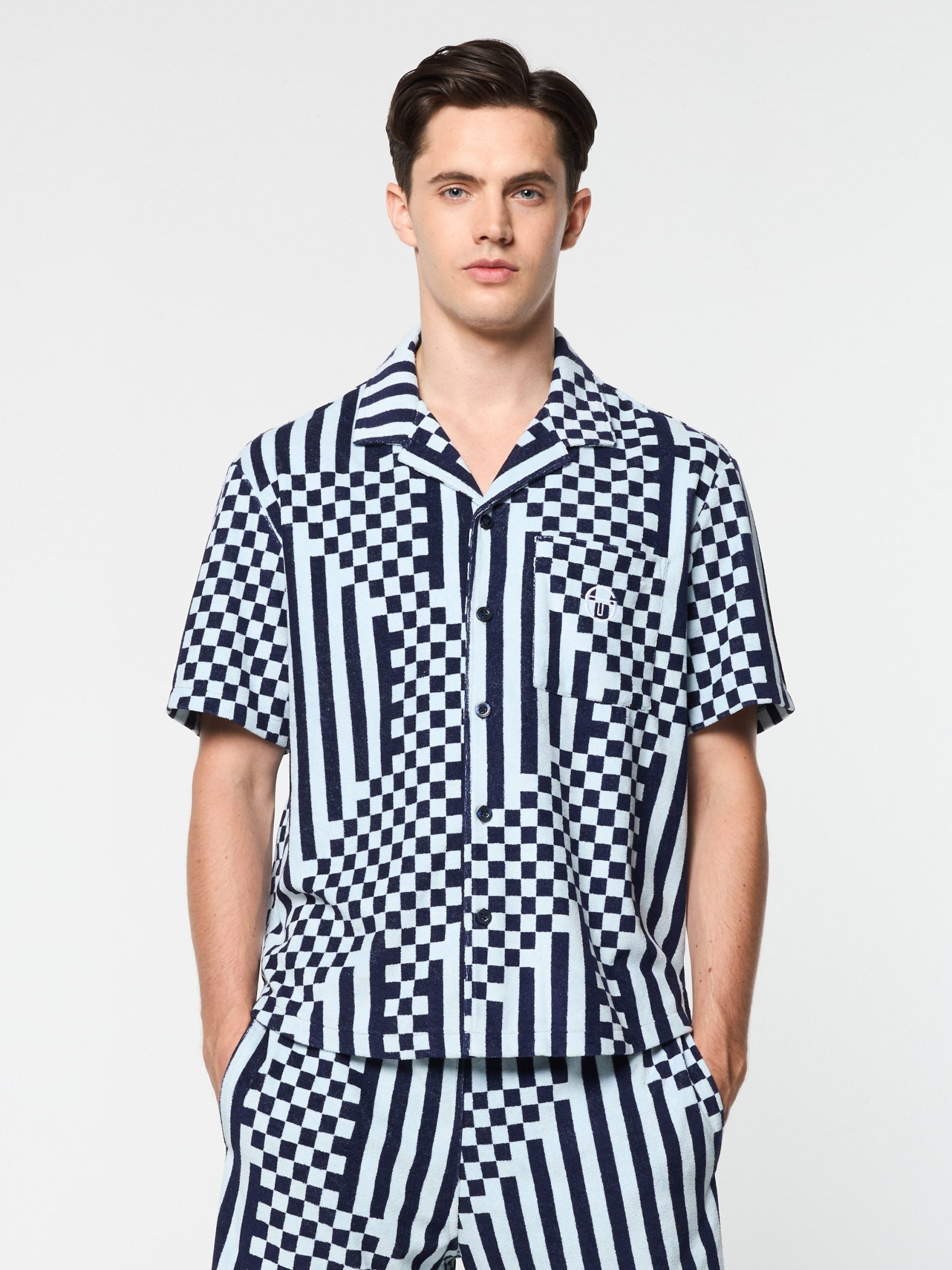 Piastrella Terry Cabana Shirt- Maritime Blue - Image 6