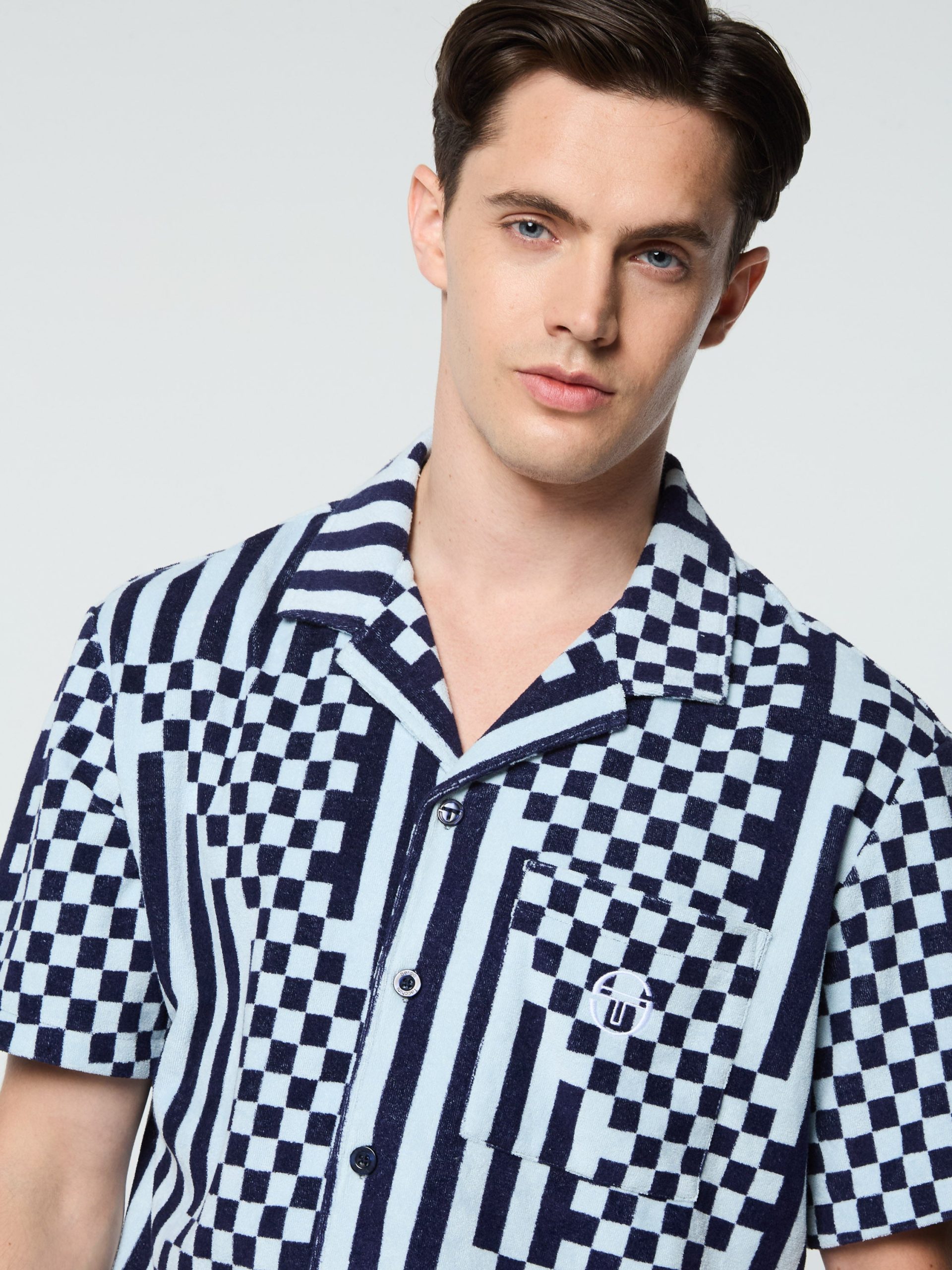 Piastrella Terry Cabana Shirt- Maritime Blue - Image 9