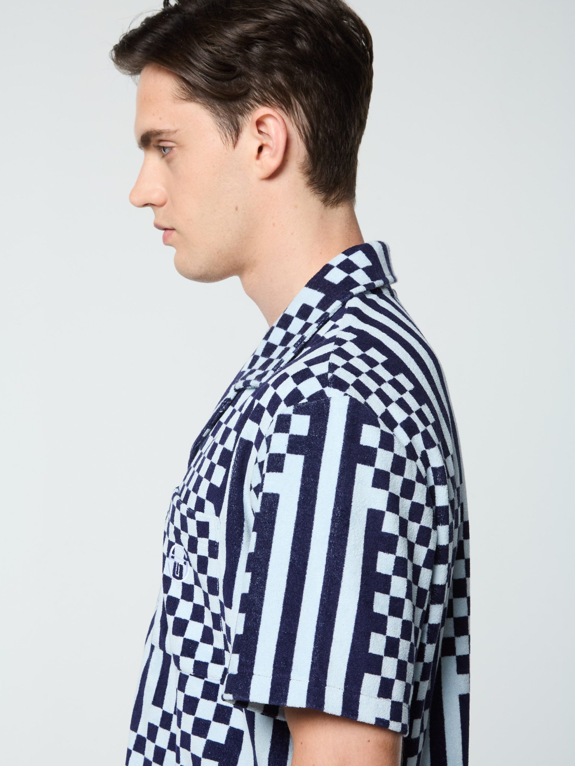 Piastrella Terry Cabana Shirt- Maritime Blue - Image 10