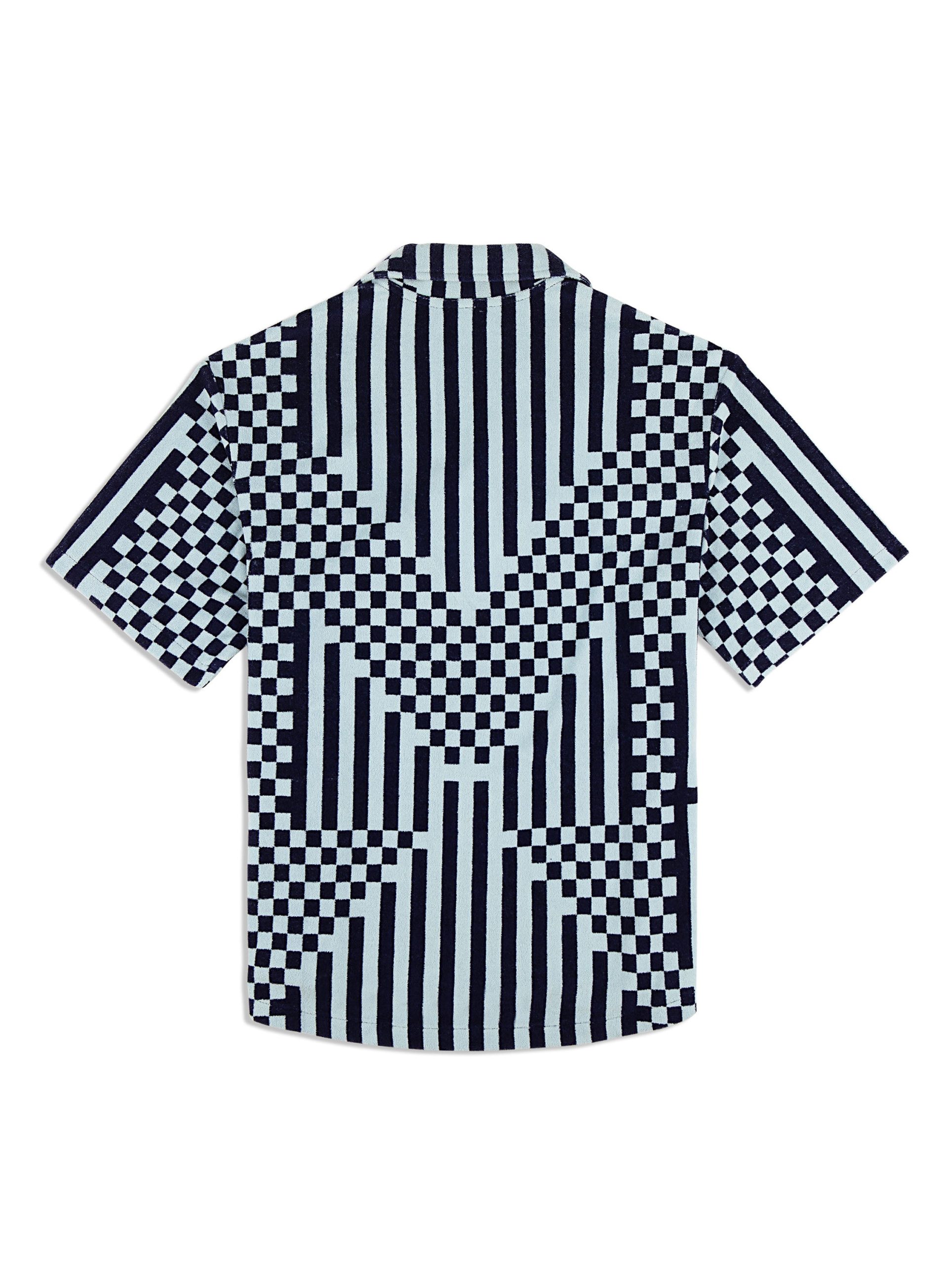 Piastrella Terry Cabana Shirt- Maritime Blue - Image 3