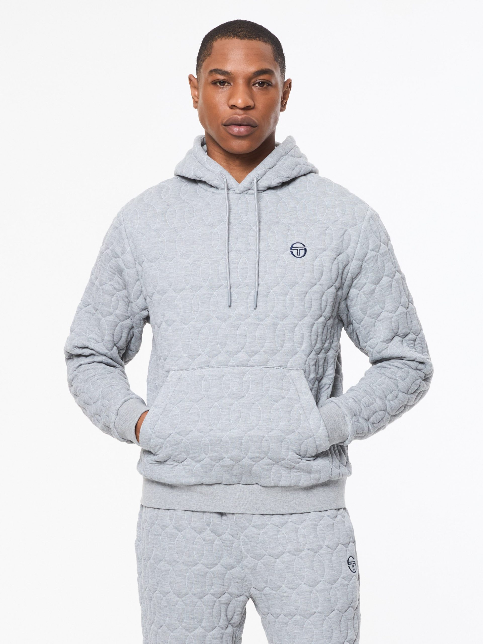 Aversa Quilted Hoodie- Light Heather Grey