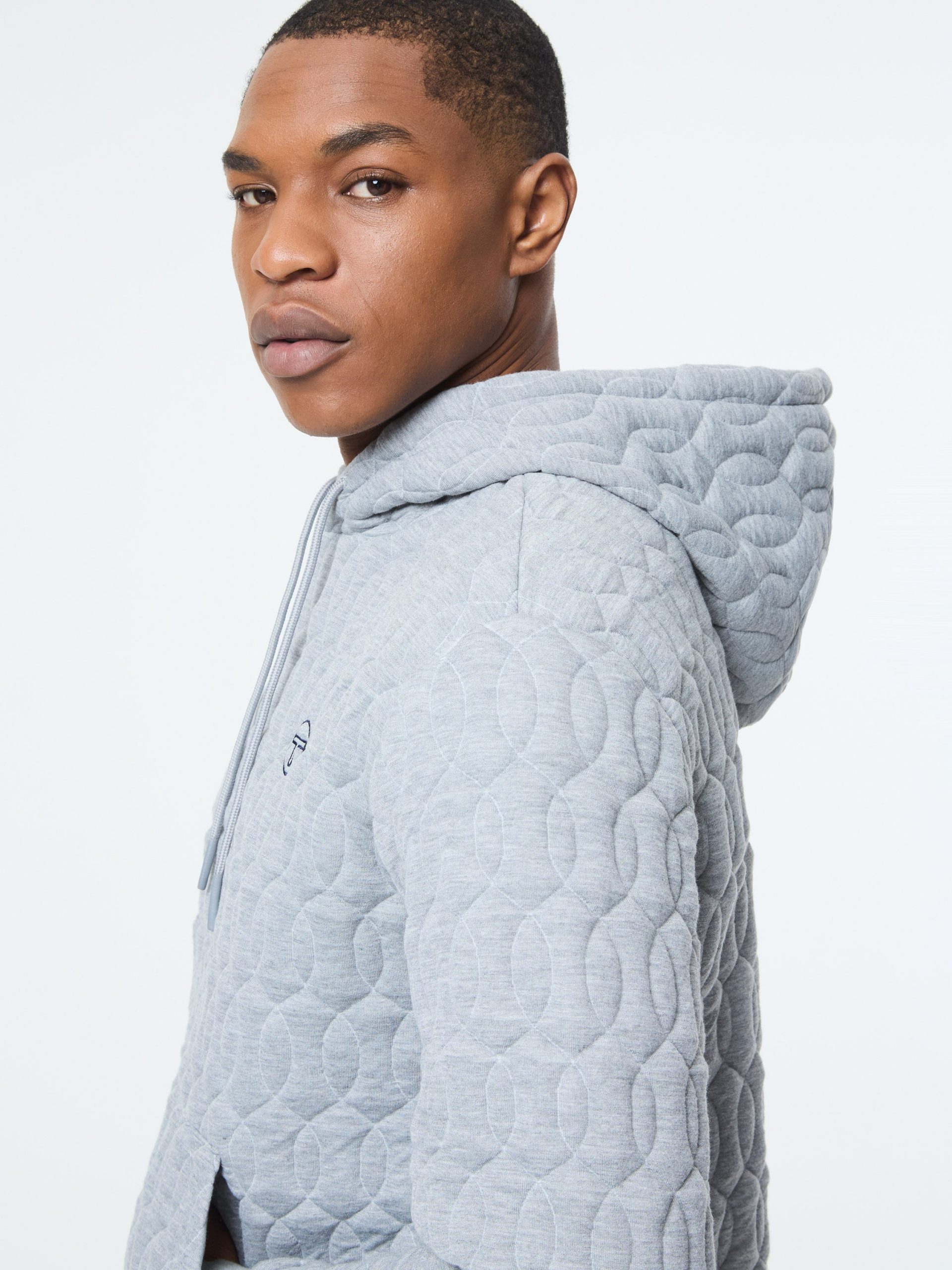 Aversa Quilted Hoodie- Light Heather Grey - Image 9