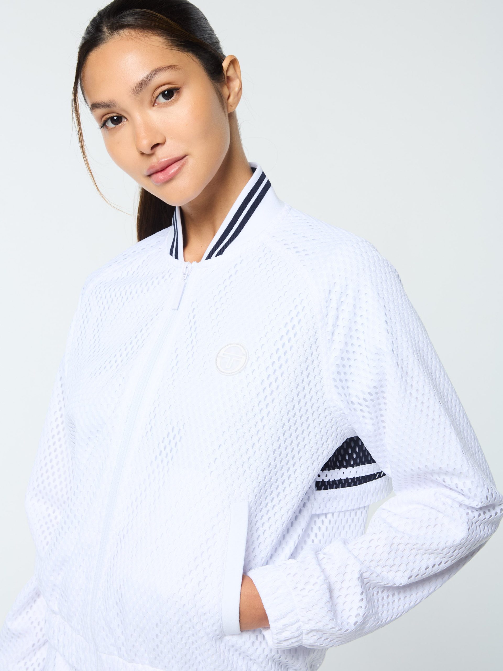 Adria Mesh Track Jacket- Brilliant White - Image 8