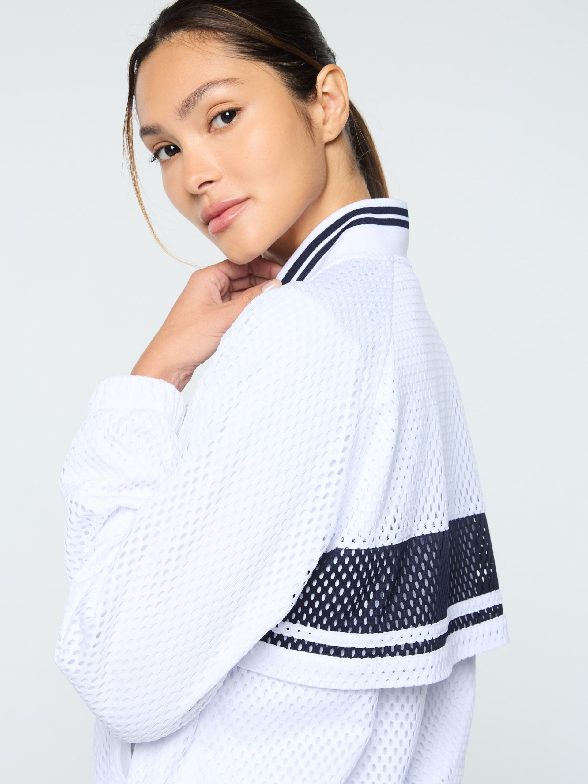 Adria Mesh Track Jacket- Brilliant White - Image 9