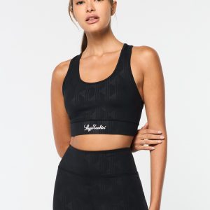 Viano Printed Sports Bra- Black Beauty
