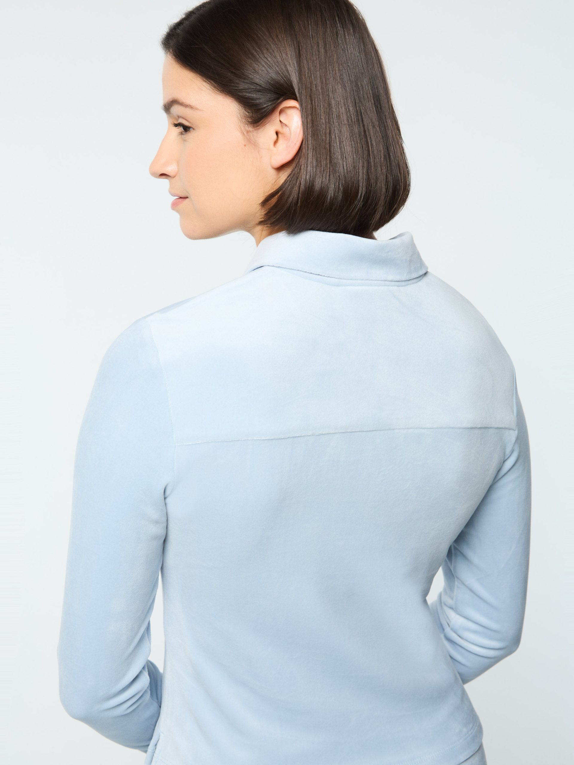 Veneto Velour Long Sleeve Polo- Celestial Blue - Image 6
