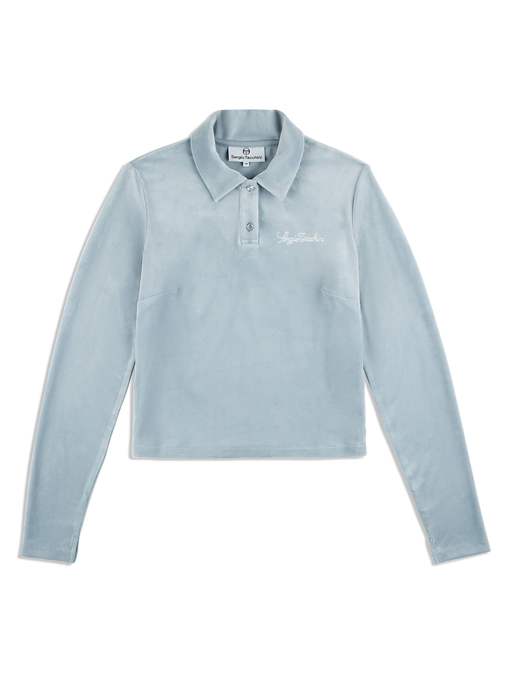 Veneto Velour Long Sleeve Polo- Celestial Blue - Image 2