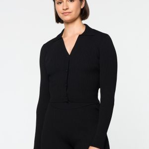 Magreta Rib Cardigan- Black Beauty