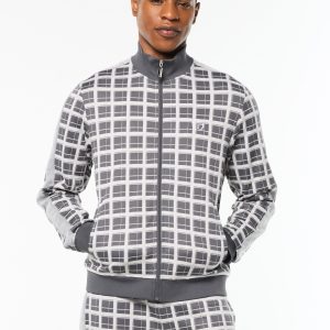 Damarindo Check Track Jacket- Quiet Grey
