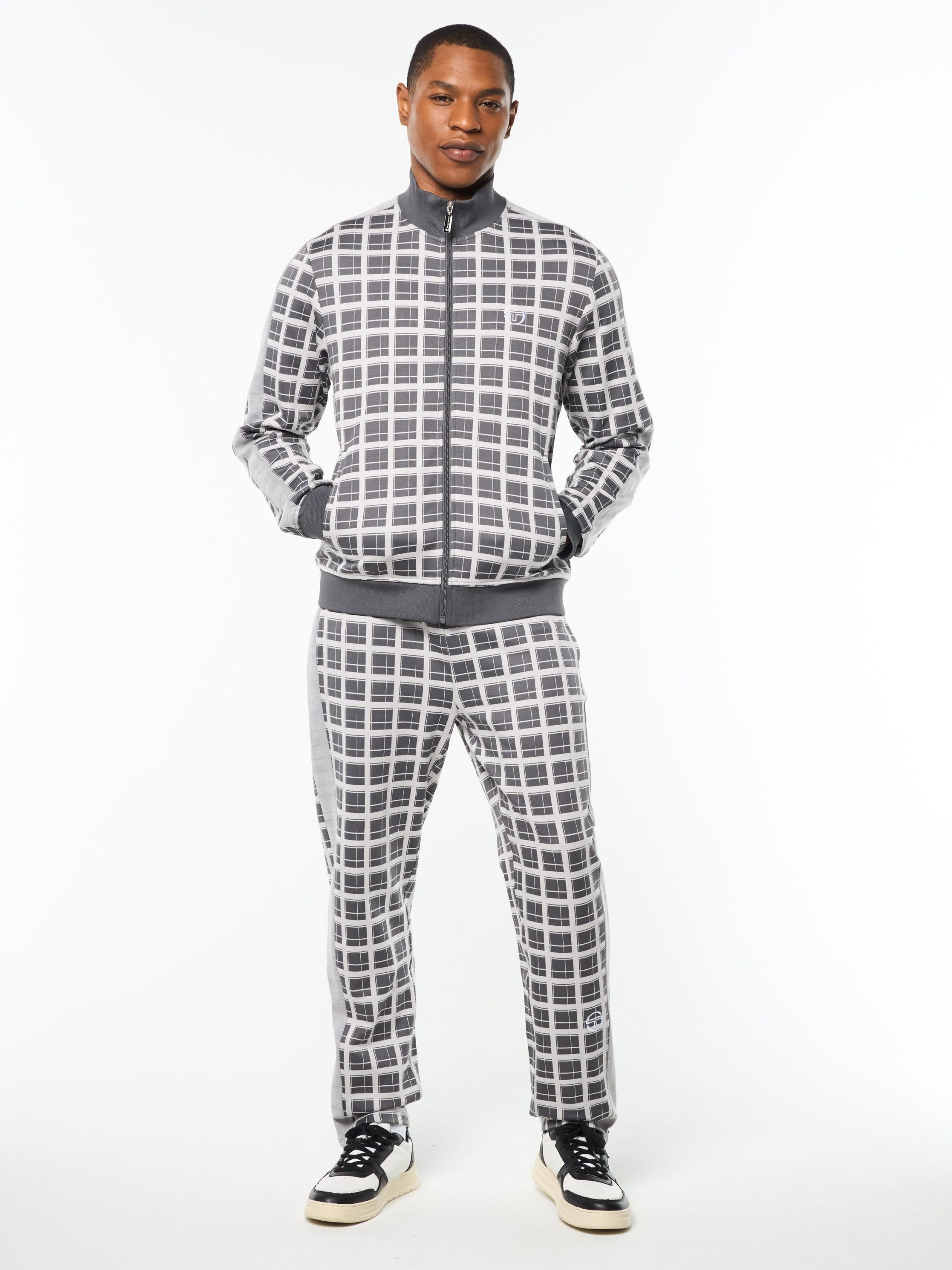 Damarindo Check Track Jacket- Quiet Grey - Image 3
