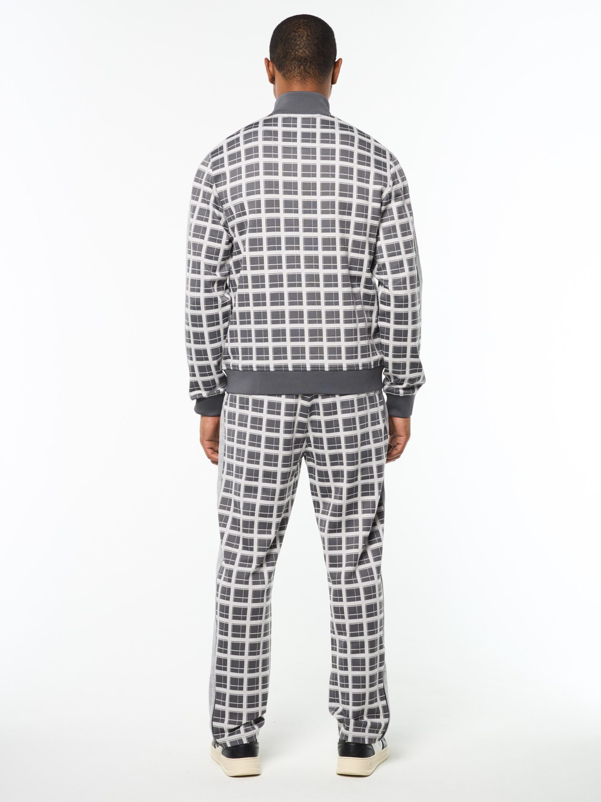 Damarindo Check Track Jacket- Quiet Grey - Image 5