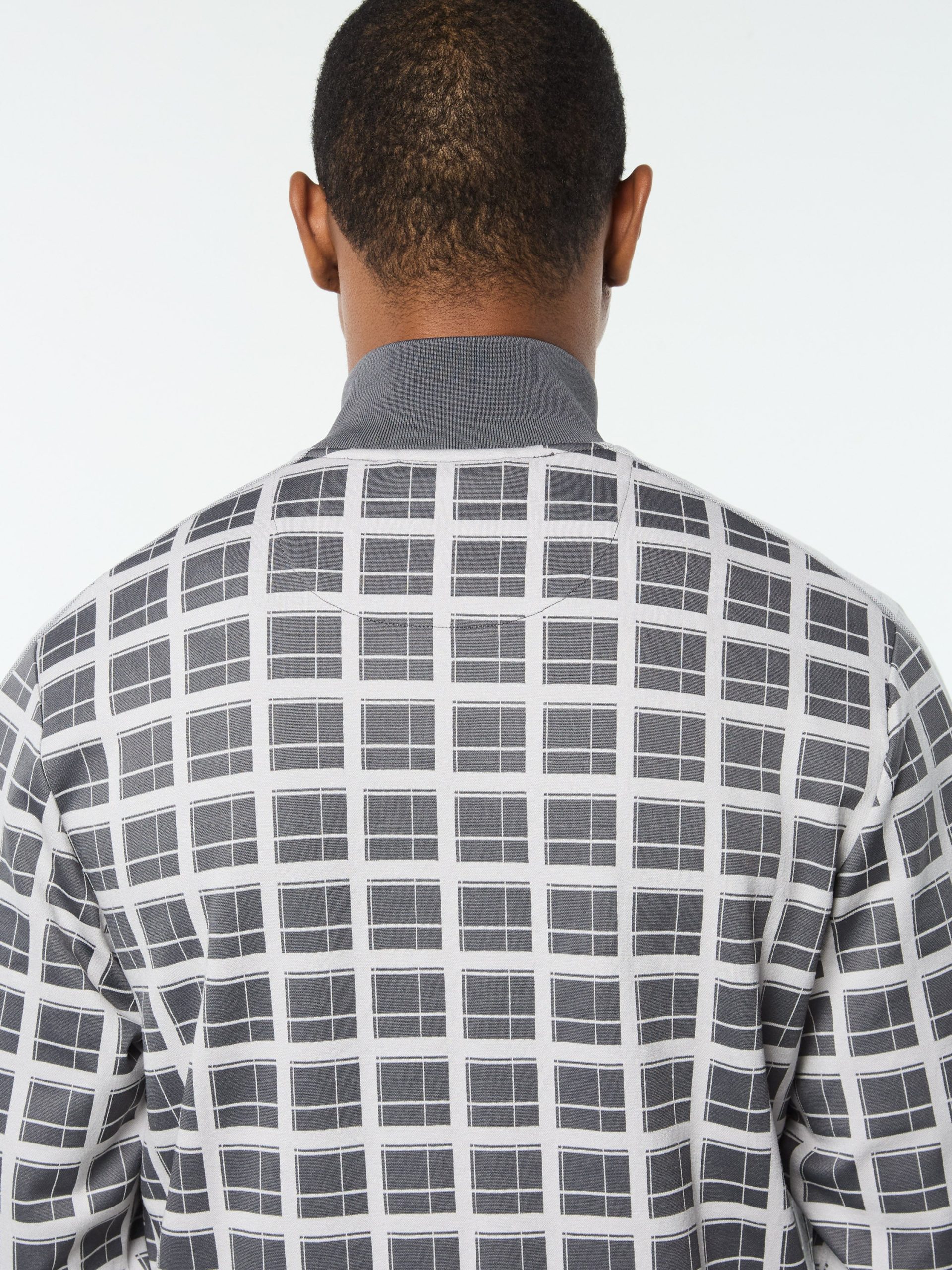 Damarindo Check Track Jacket- Quiet Grey - Image 6