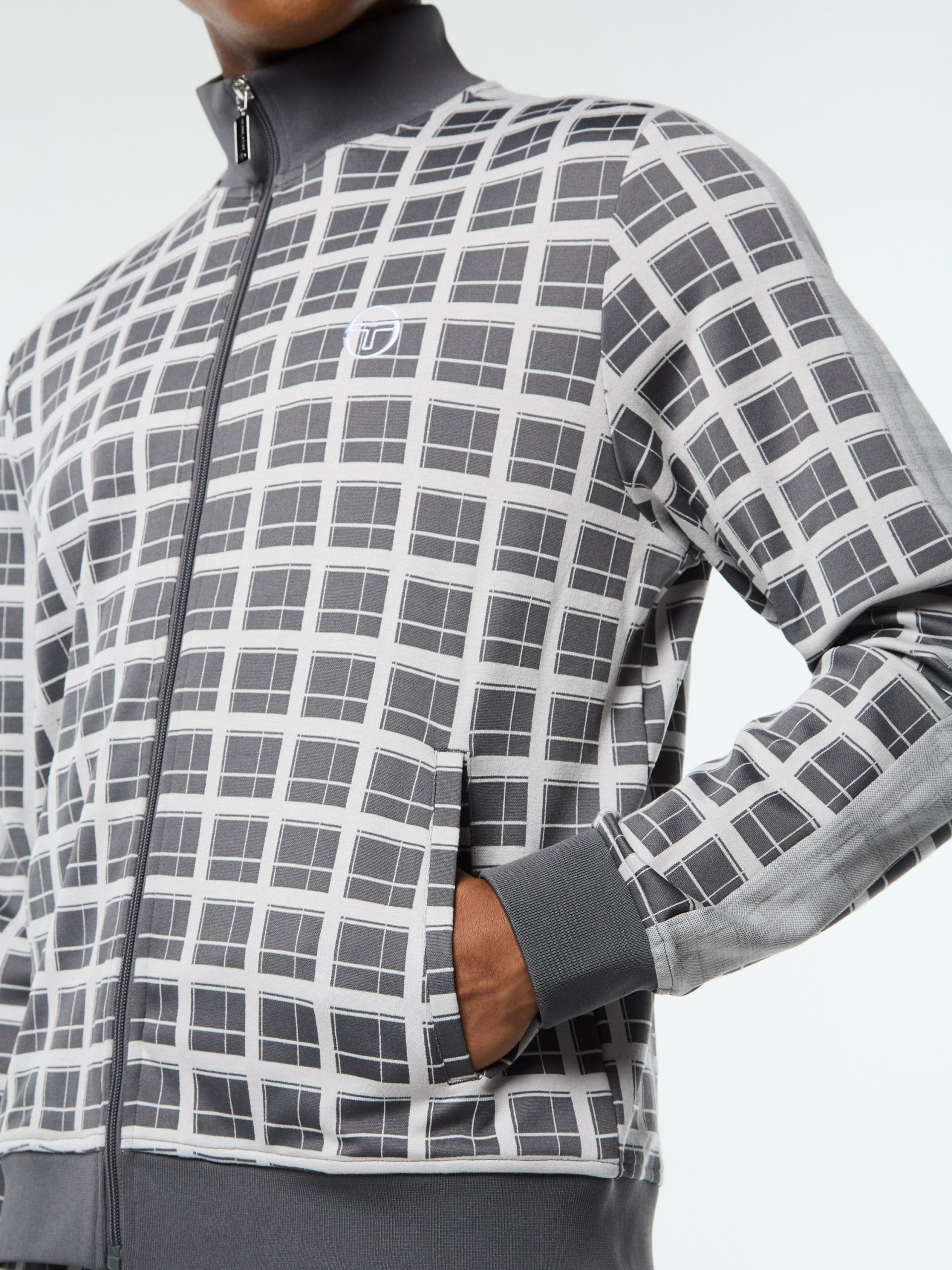 Damarindo Check Track Jacket- Quiet Grey - Image 7
