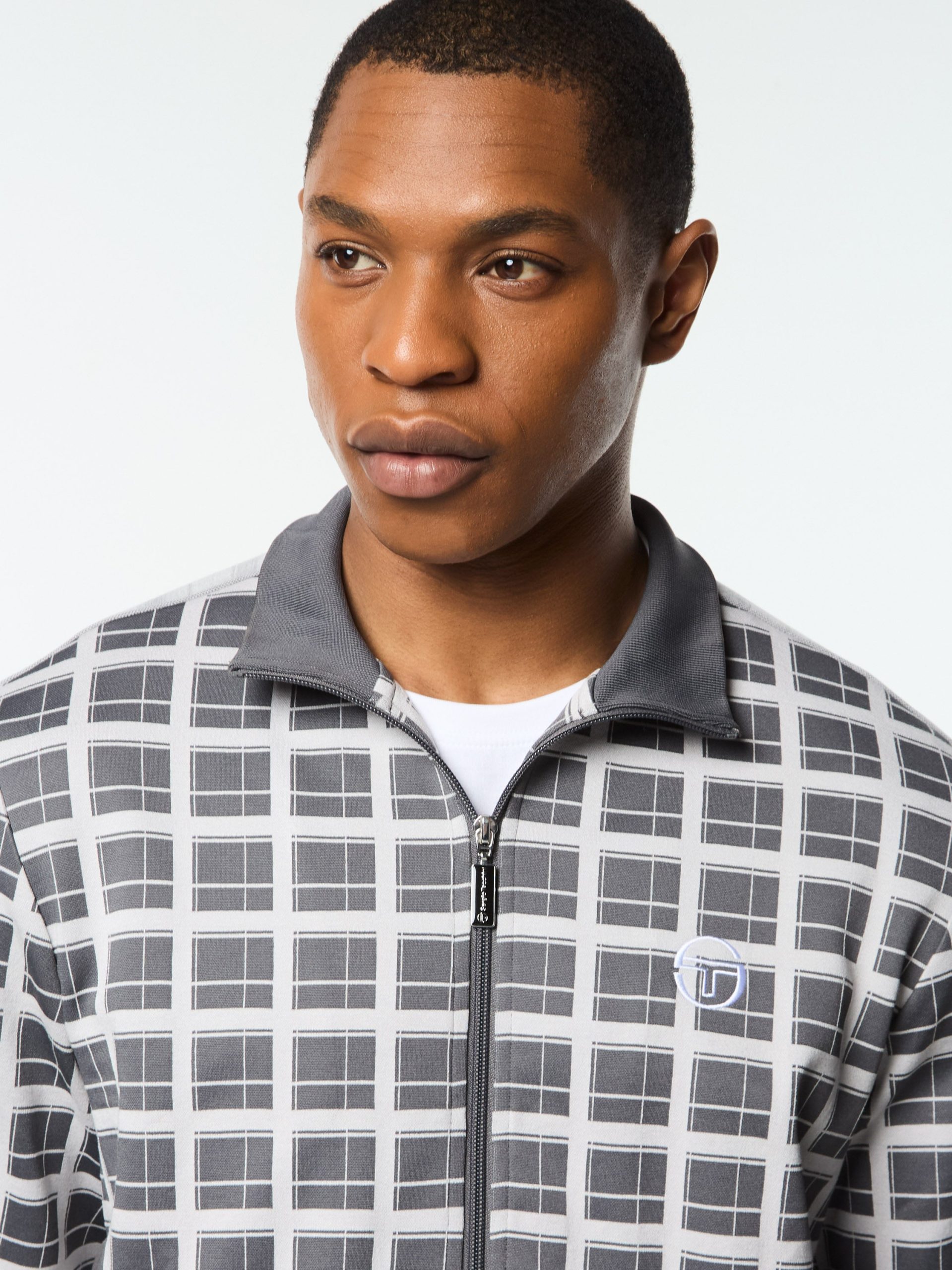 Damarindo Check Track Jacket- Quiet Grey - Image 9