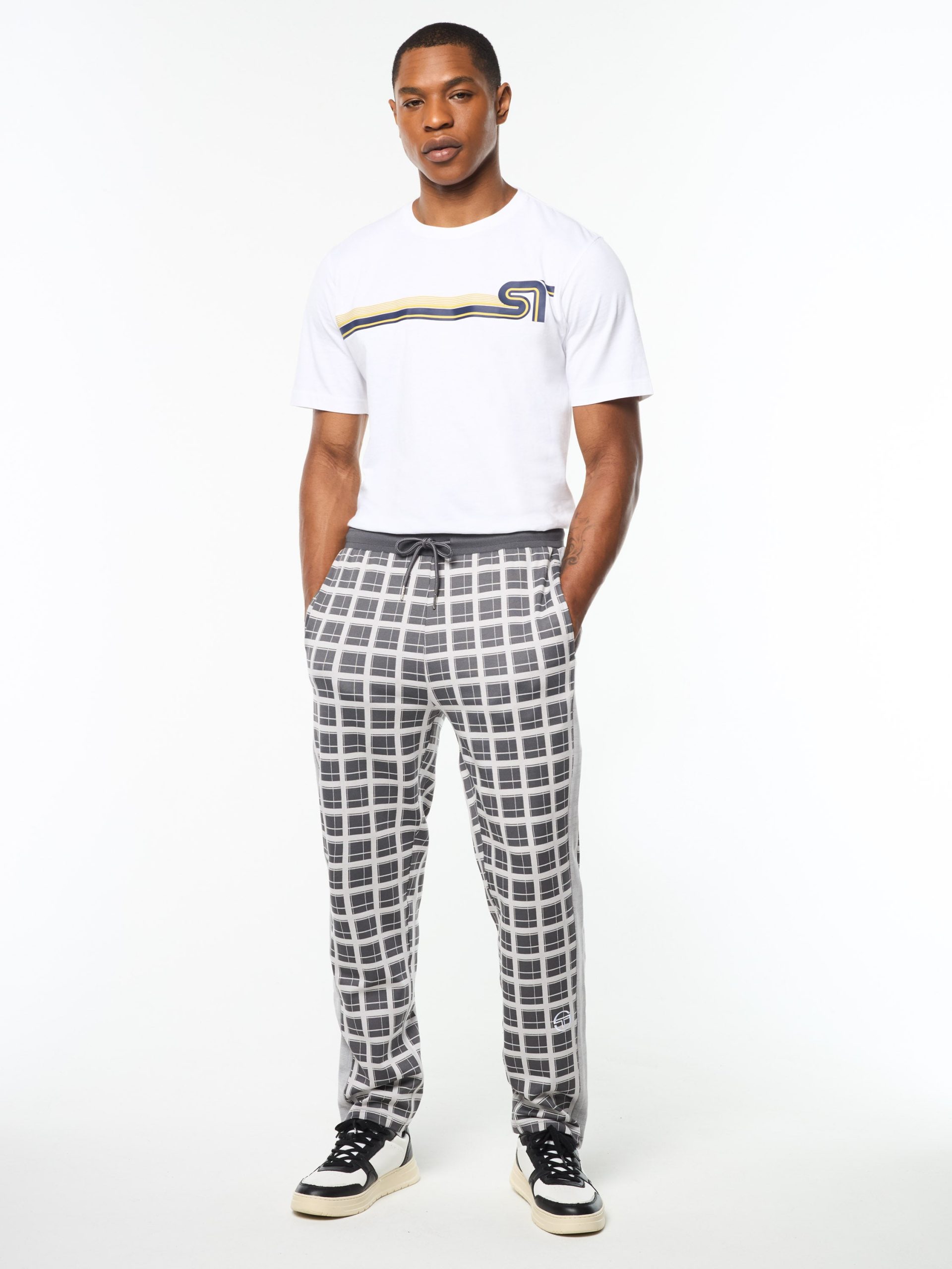 Damarindo Check Track Pant- Quiet Grey - Image 3