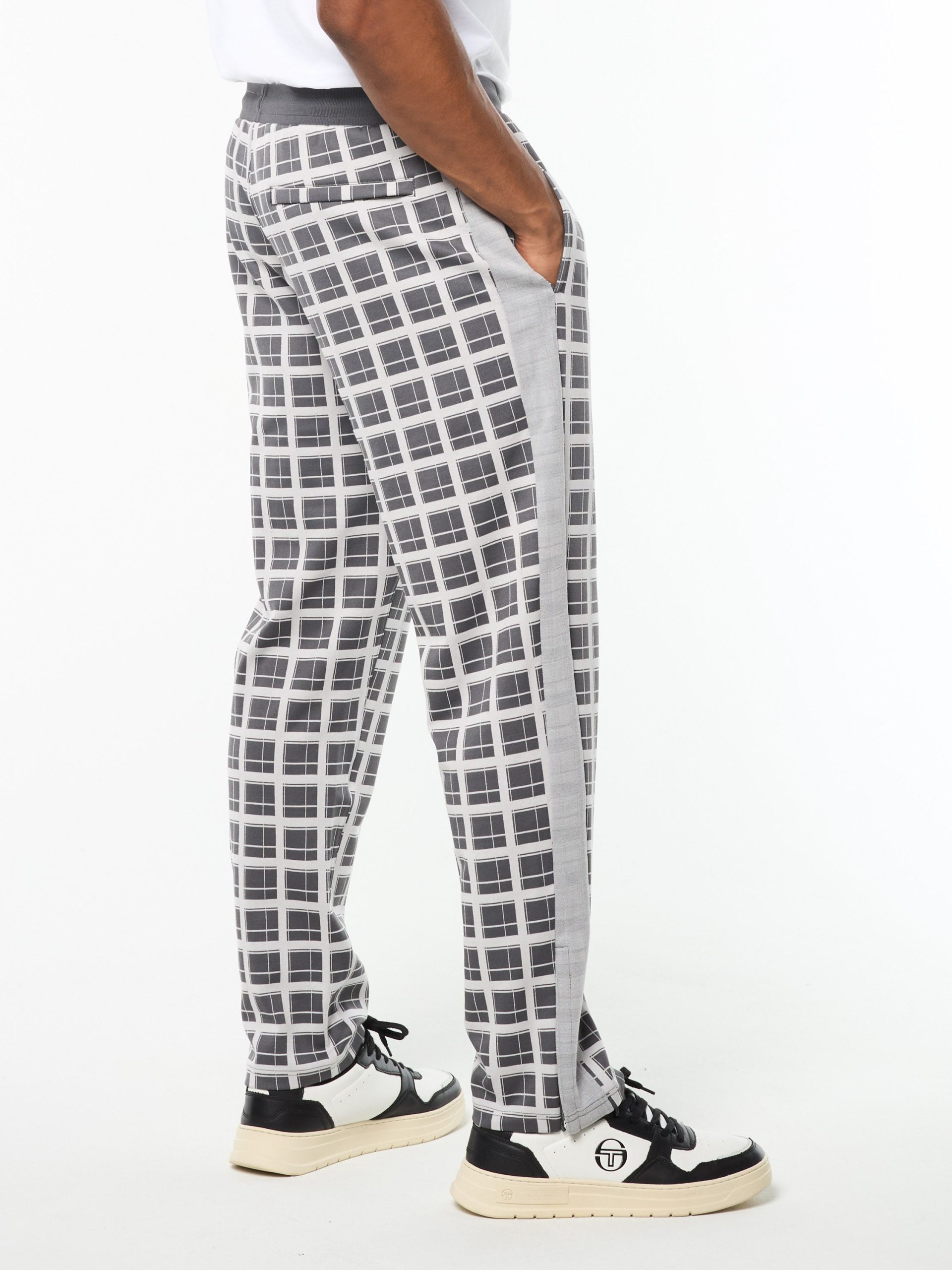 Damarindo Check Track Pant- Quiet Grey - Image 4