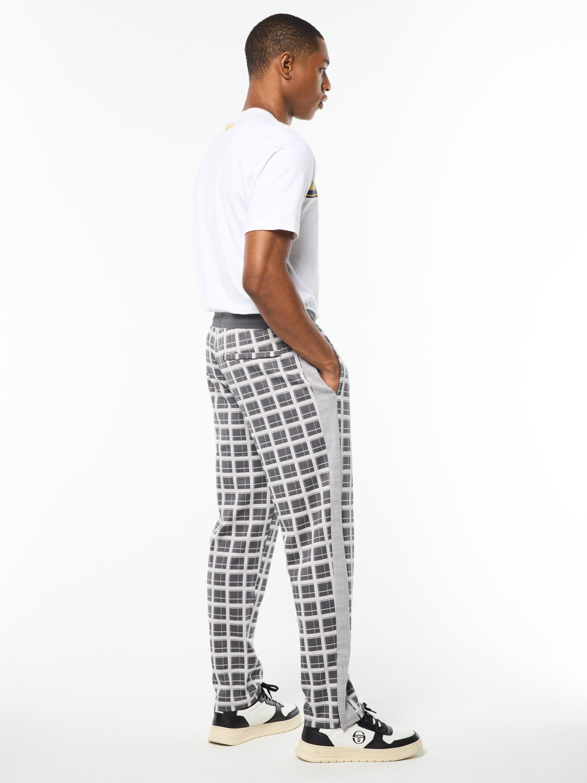 Damarindo Check Track Pant- Quiet Grey - Image 5