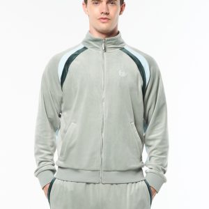 Banda Velour Track Jacket- Slate Gray