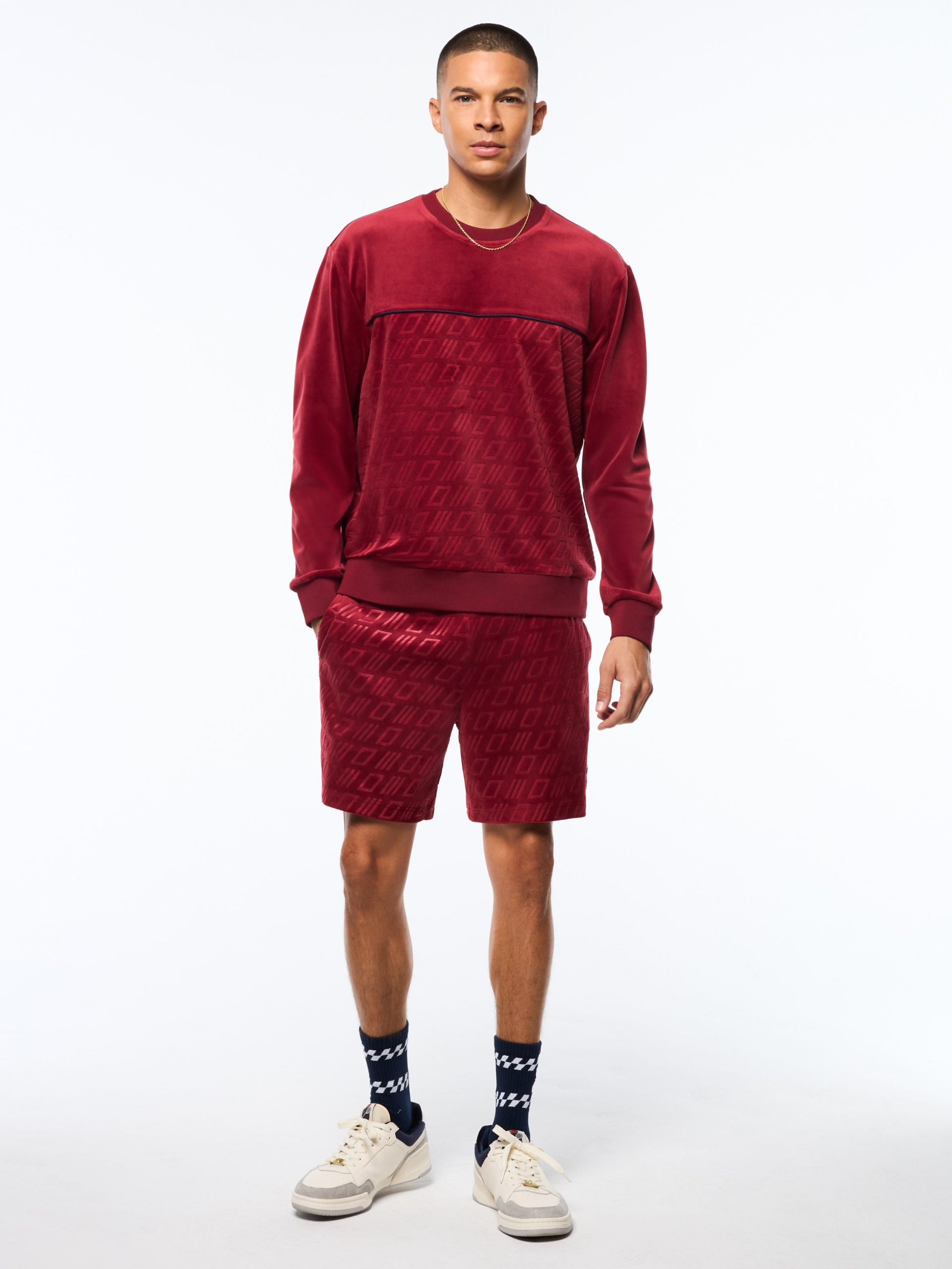Bandiera Debossed Velour Crewneck-Rhubarb - Image 3