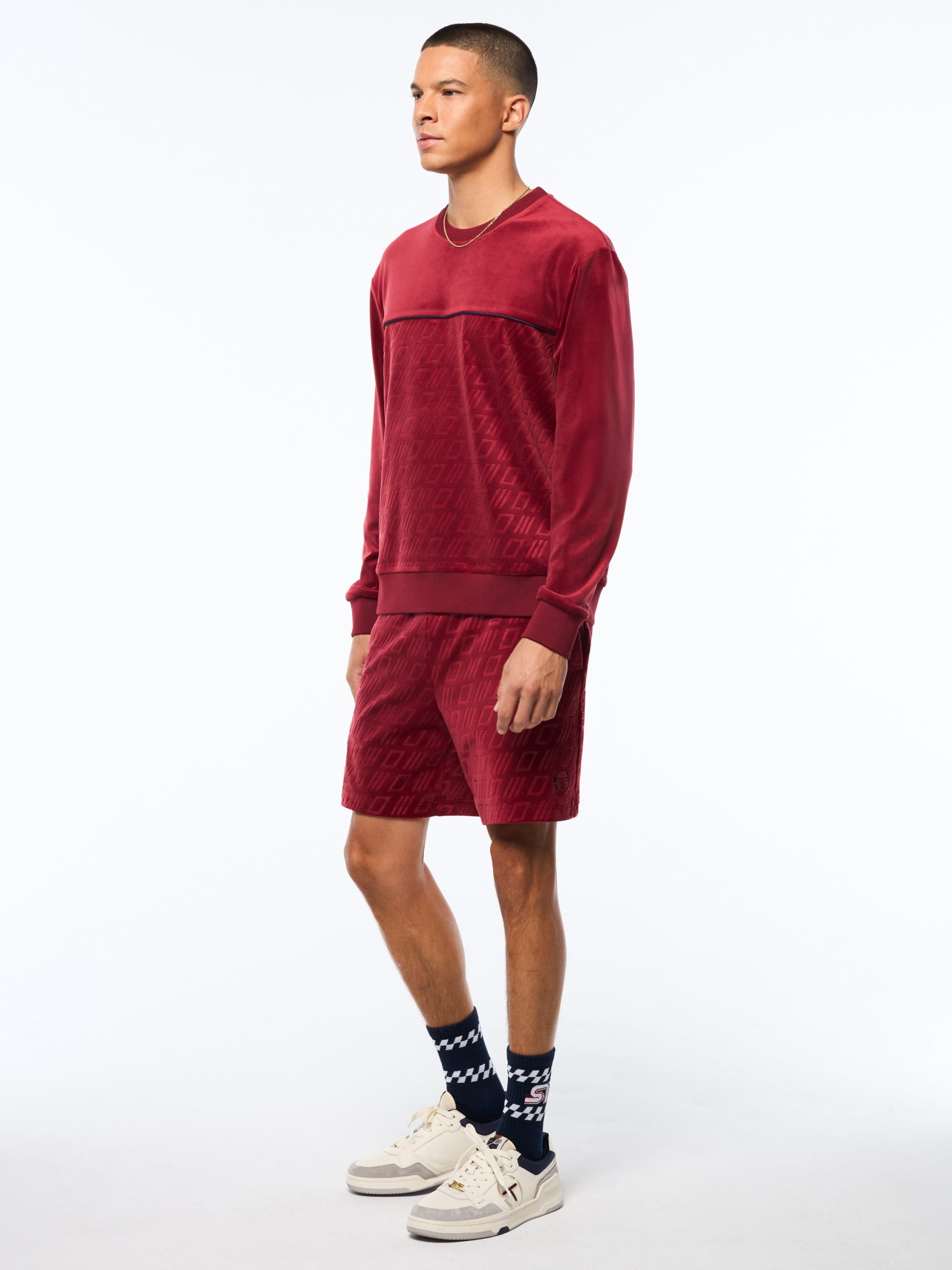 Bandiera Debossed Velour Crewneck-Rhubarb - Image 4