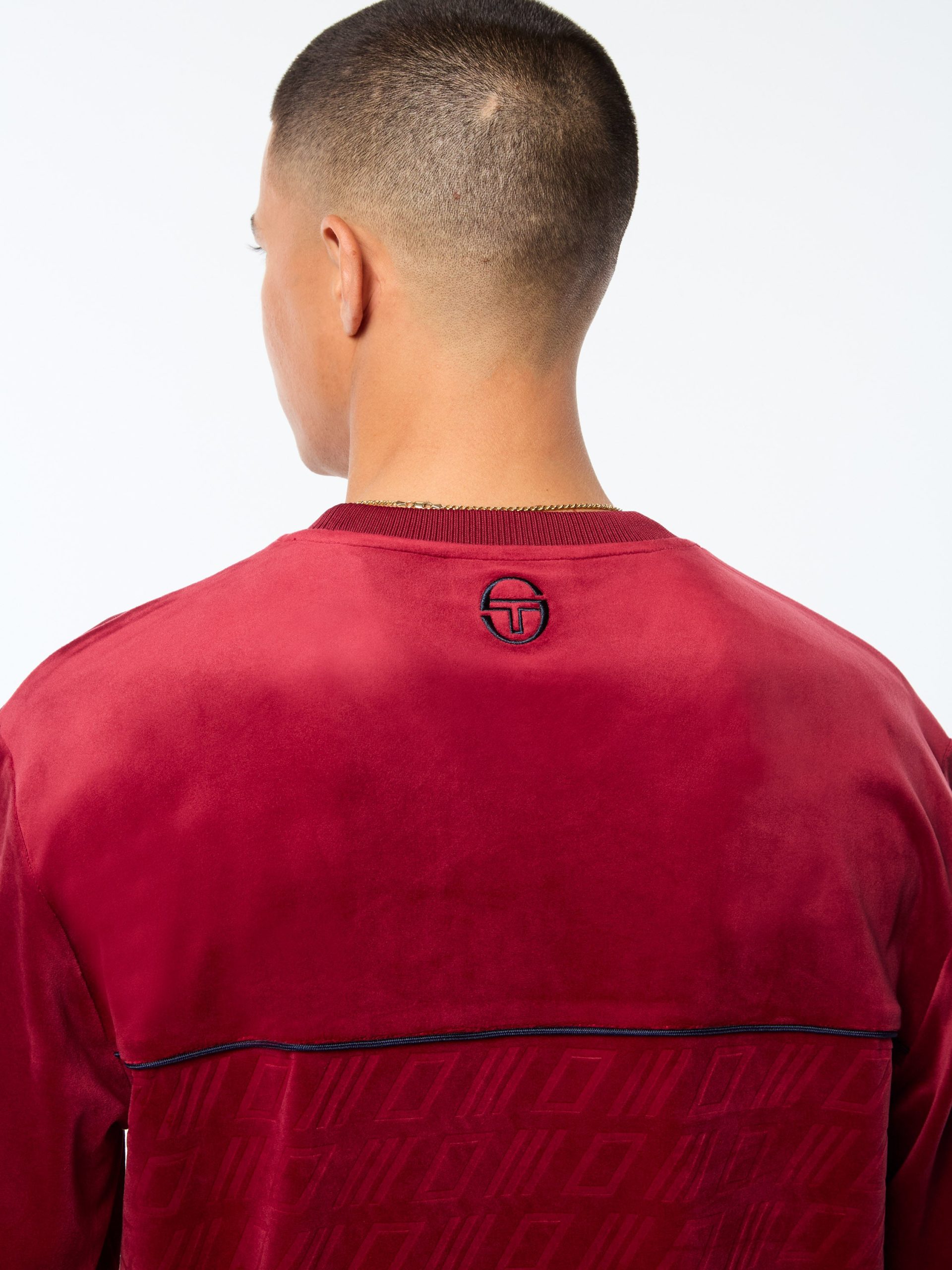 Bandiera Debossed Velour Crewneck-Rhubarb - Image 6