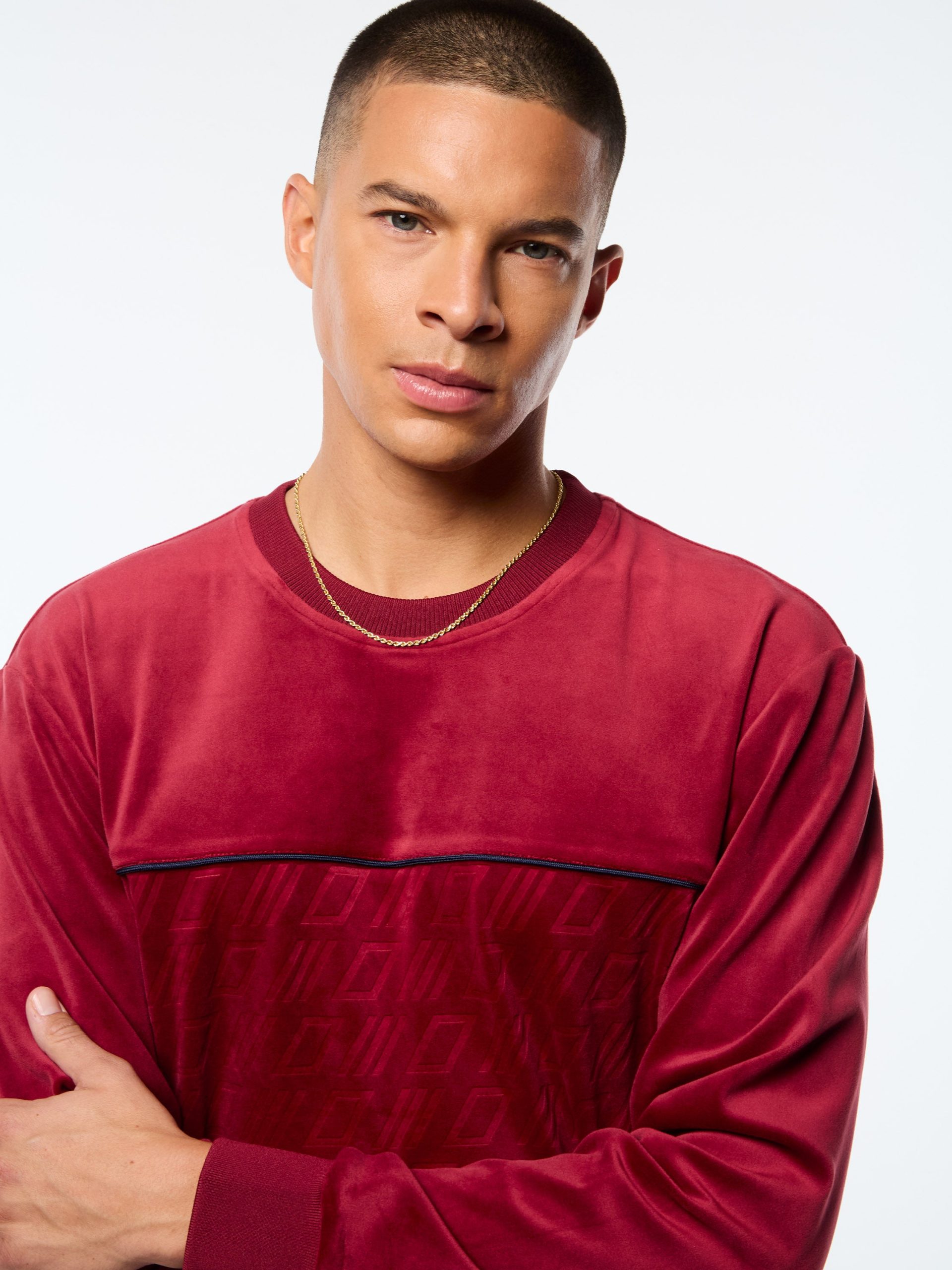 Bandiera Debossed Velour Crewneck-Rhubarb - Image 7