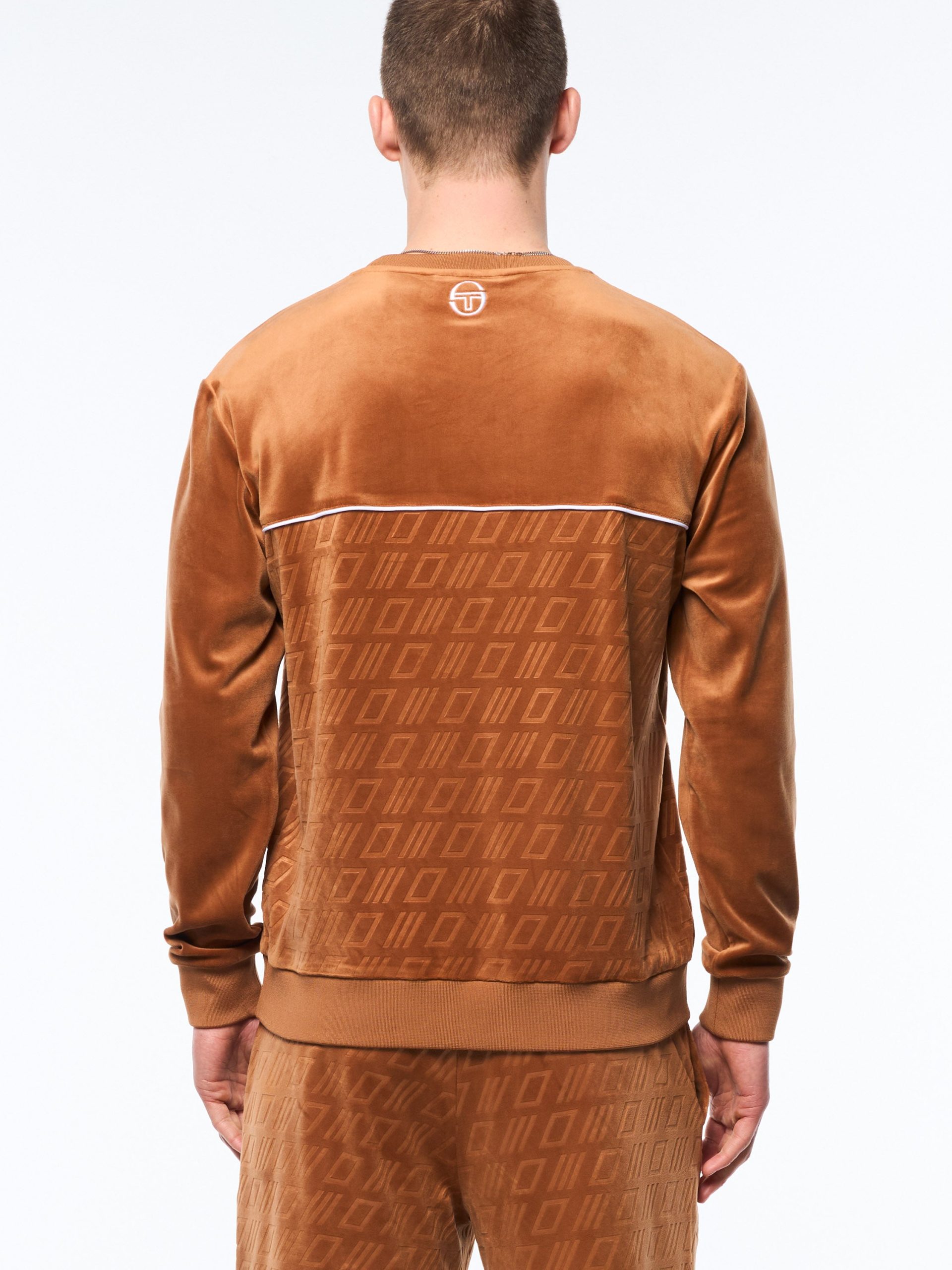 Bandiera Debossed Velour Crewneck-Sugar Almond - Image 5