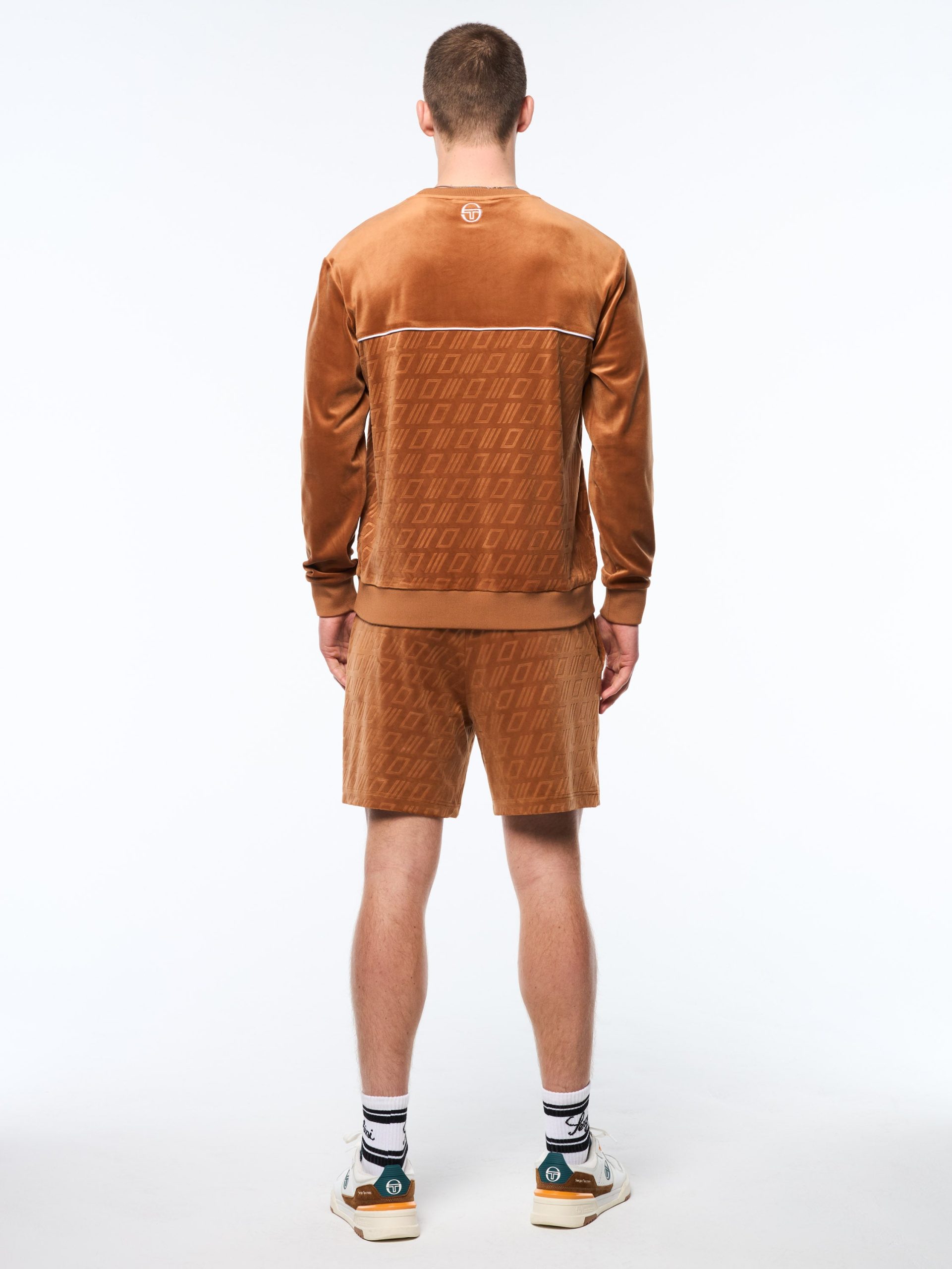 Bandiera Debossed Velour Crewneck-Sugar Almond - Image 6