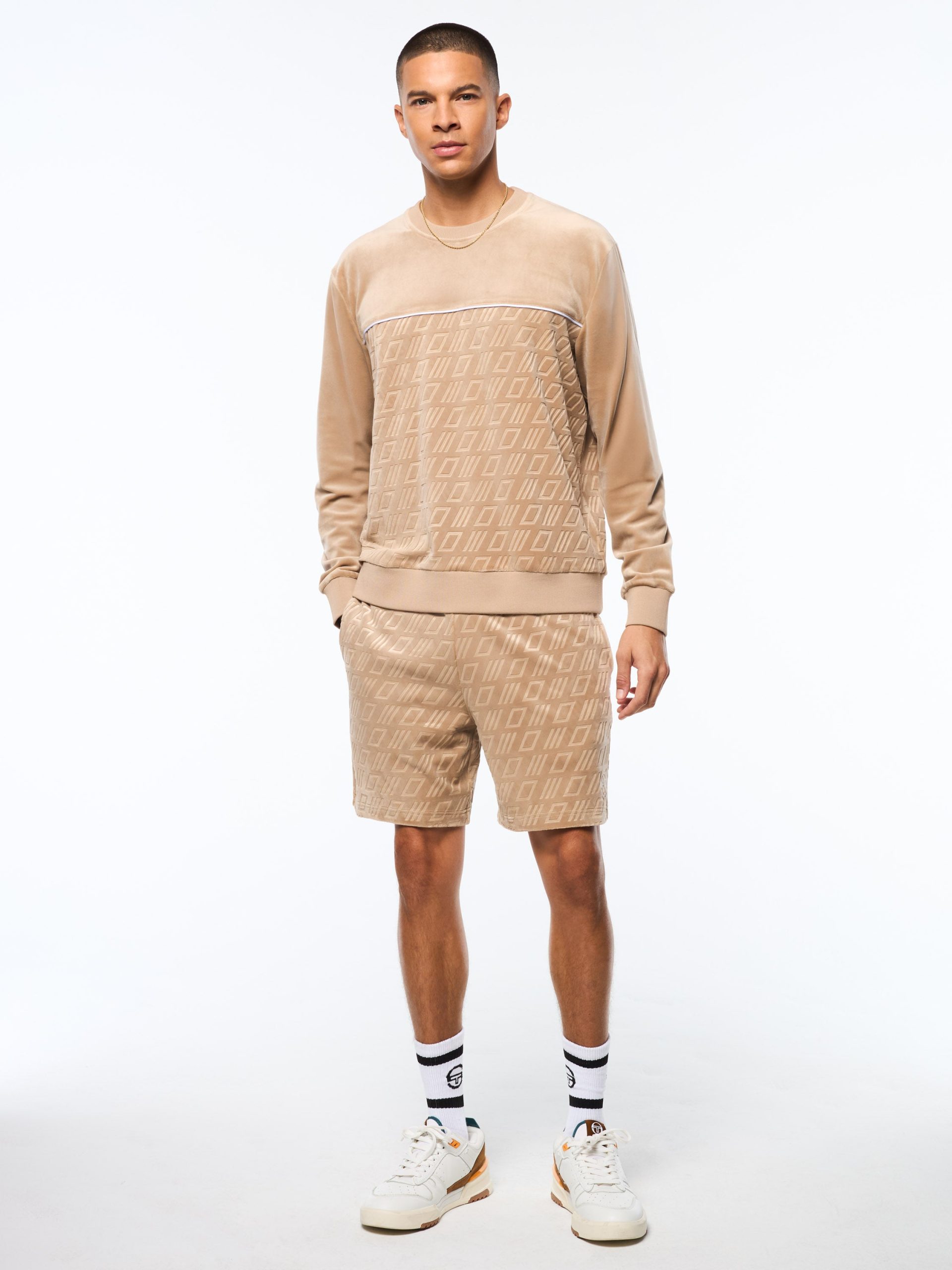 Bandiera Debossed Velour Crewneck-Humus - Image 3