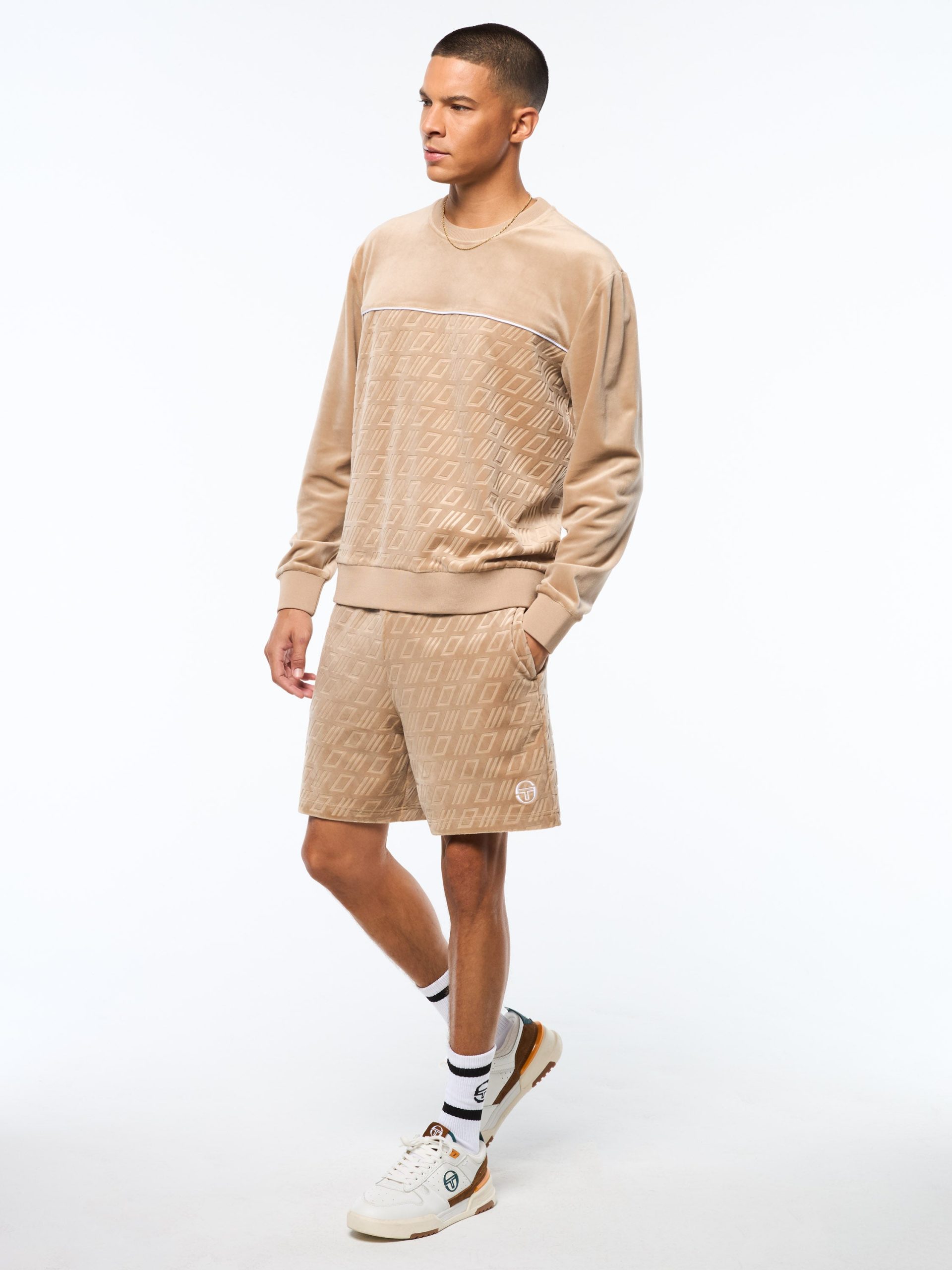 Bandiera Debossed Velour Crewneck-Humus - Image 4