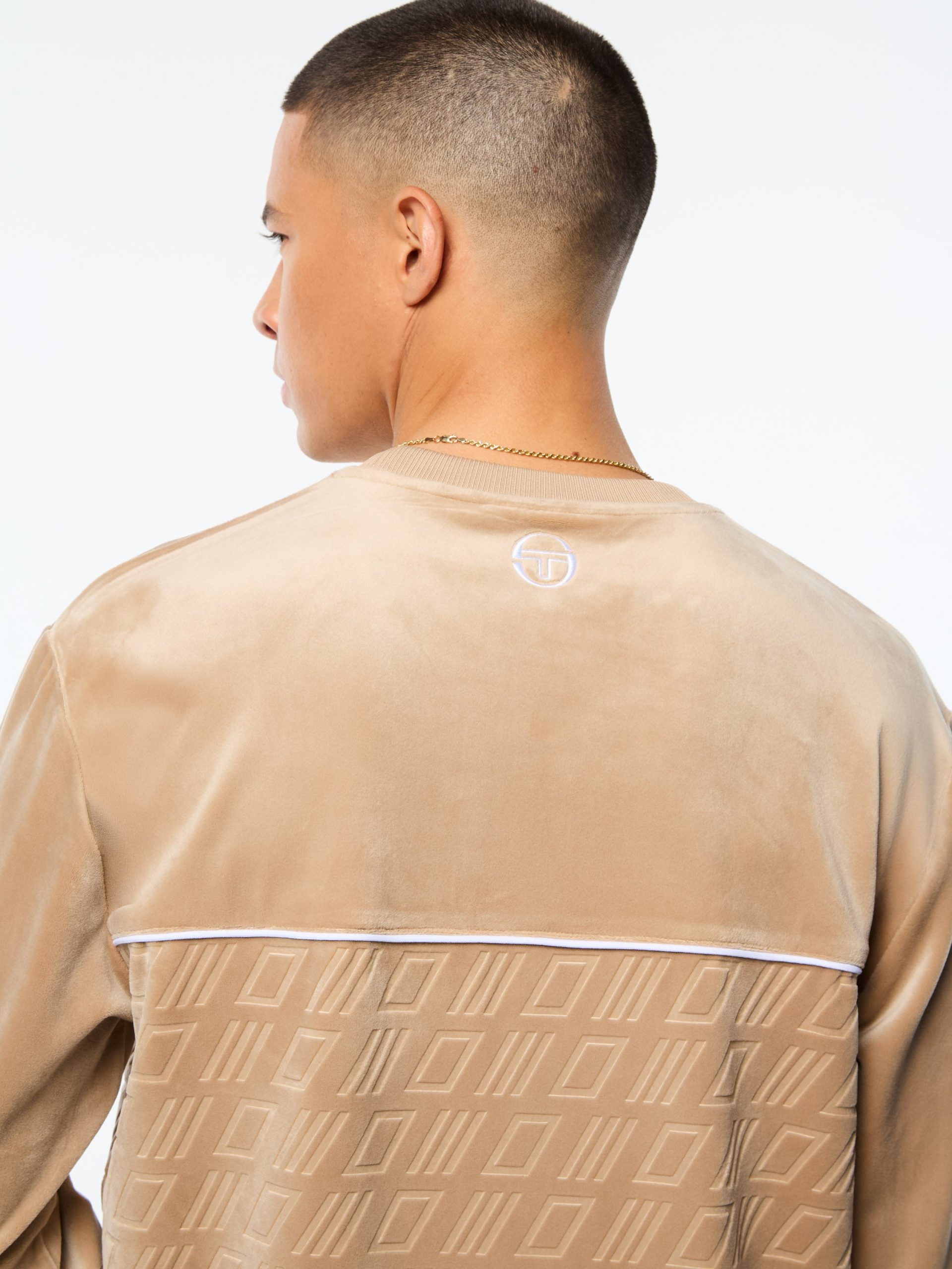Bandiera Debossed Velour Crewneck-Humus - Image 6