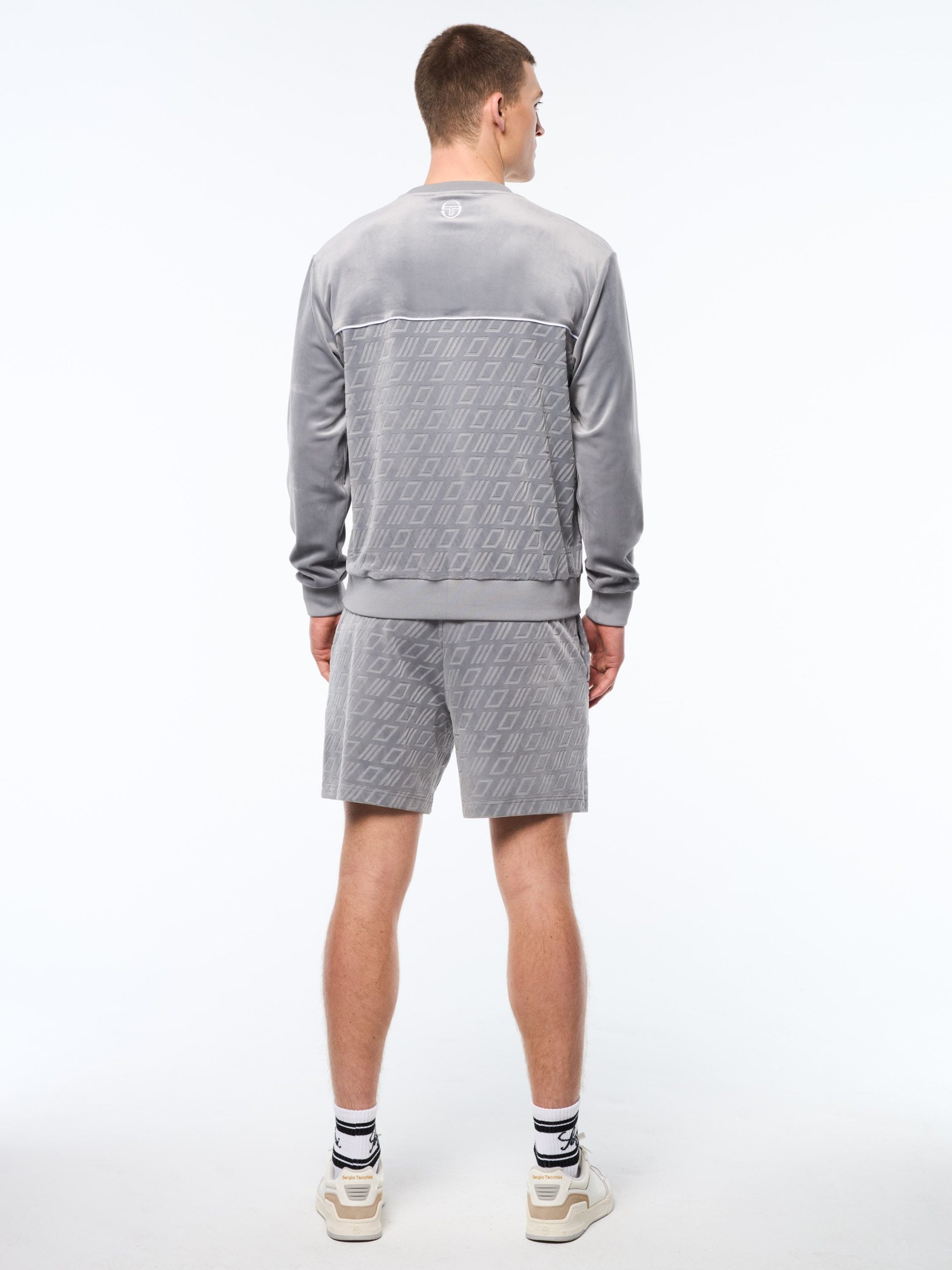 Bandiera Debossed Velour Crewneck-Sleet - Image 5