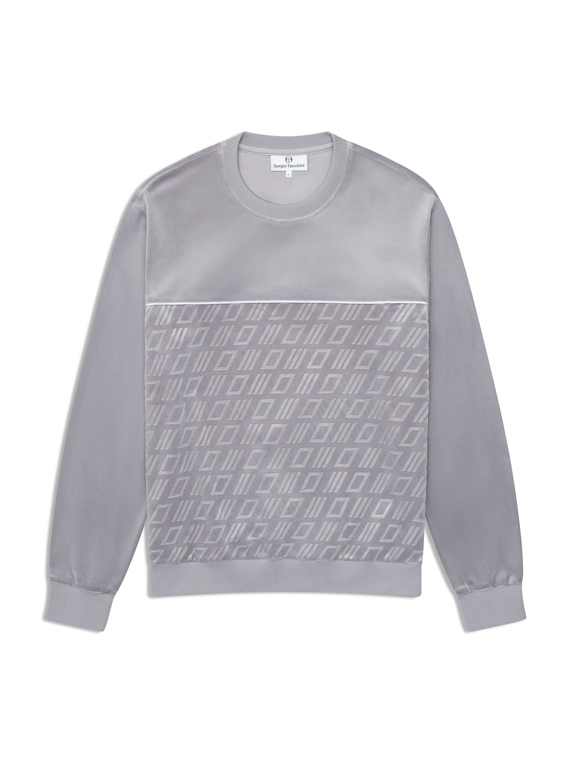 Bandiera Debossed Velour Crewneck-Sleet - Image 2