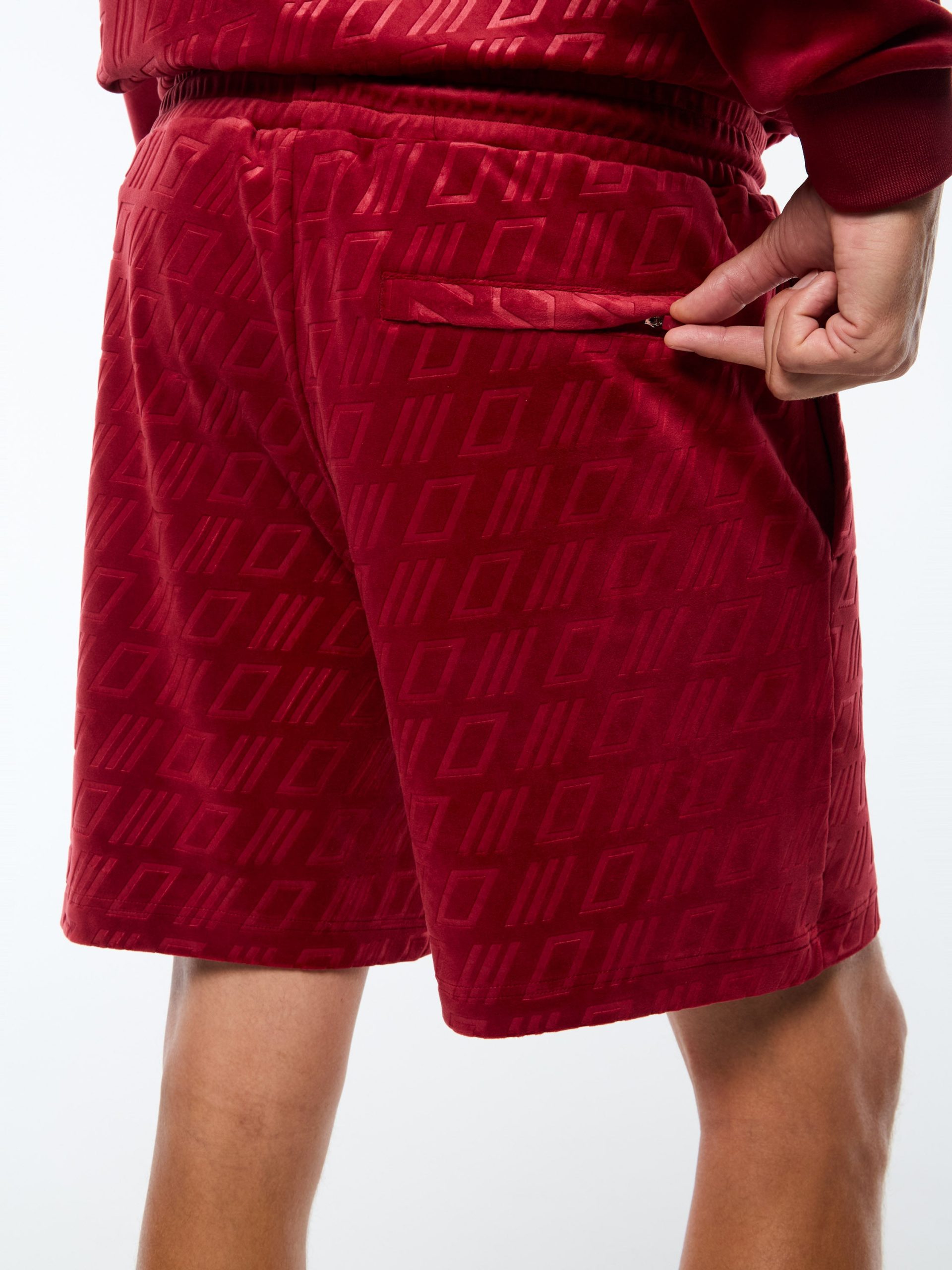 Bandiera Debossed Velour Short-Rhubarb - Image 6