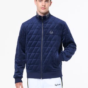 Redi Quilted Velour Bomber Jacket- Maritime Blue