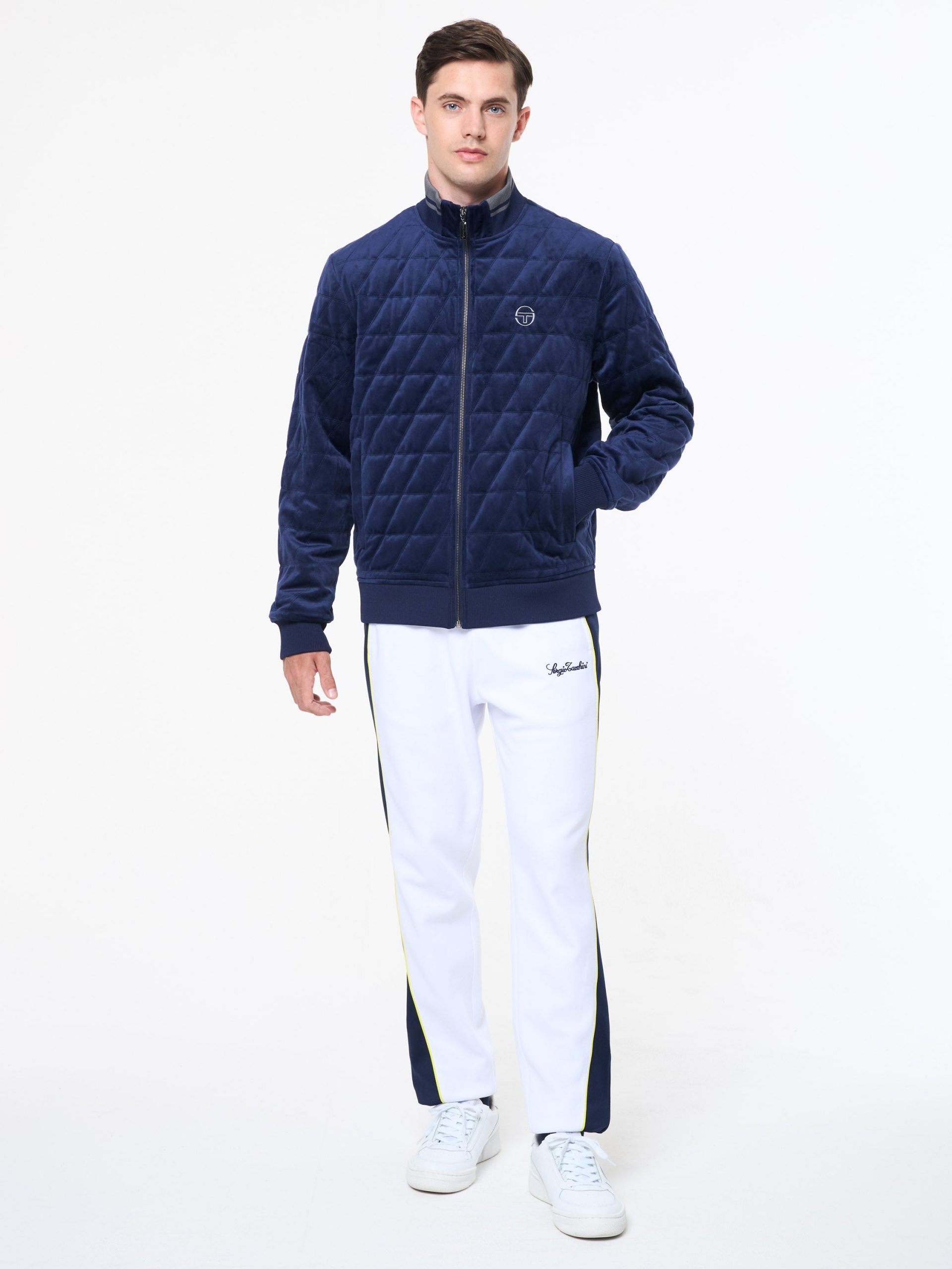 Redi Quilted Velour Bomber Jacket- Maritime Blue - Image 3