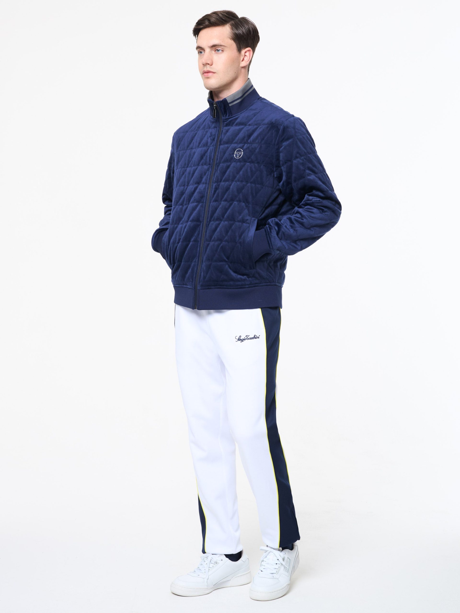 Redi Quilted Velour Bomber Jacket- Maritime Blue - Image 4