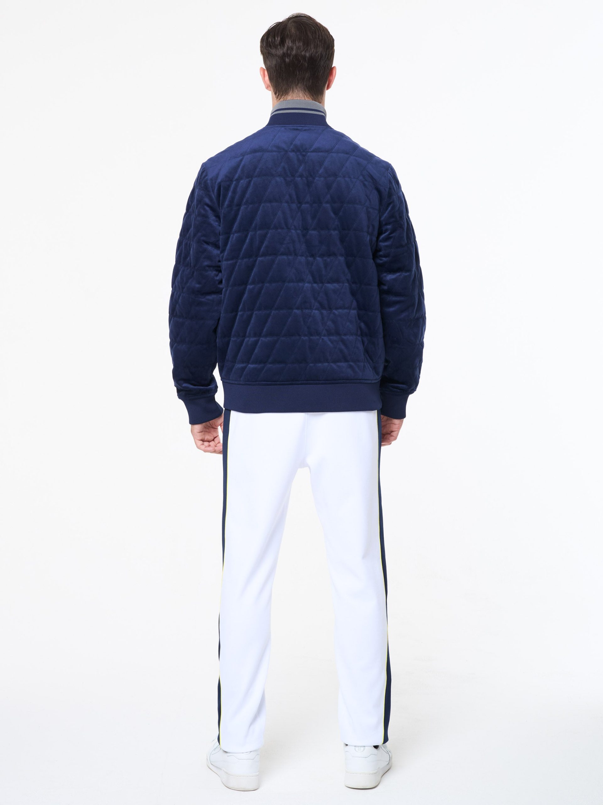 Redi Quilted Velour Bomber Jacket- Maritime Blue - Image 5