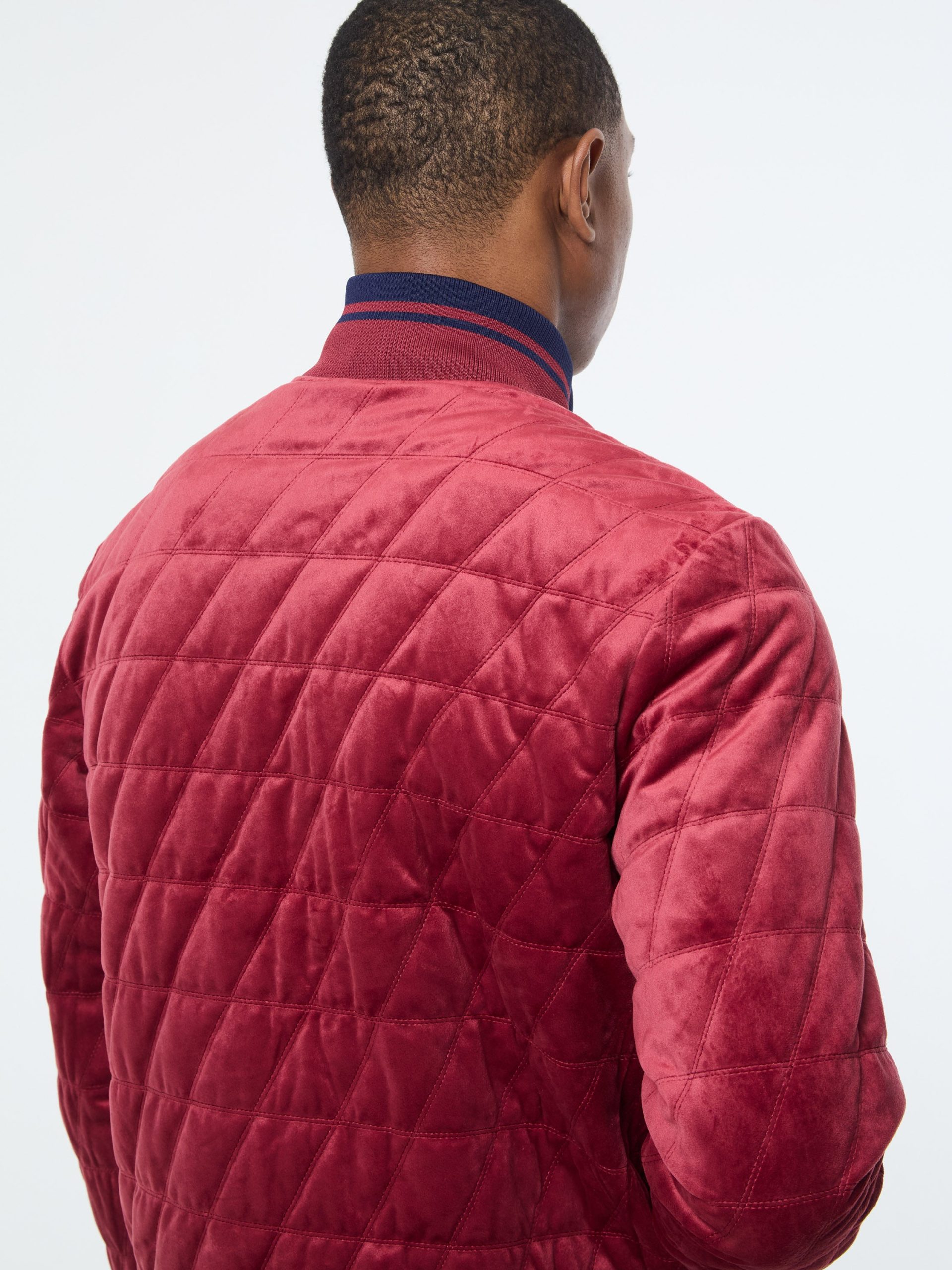 Redi Quilted Velour Bomber Jacket- Rhubarb - Image 6