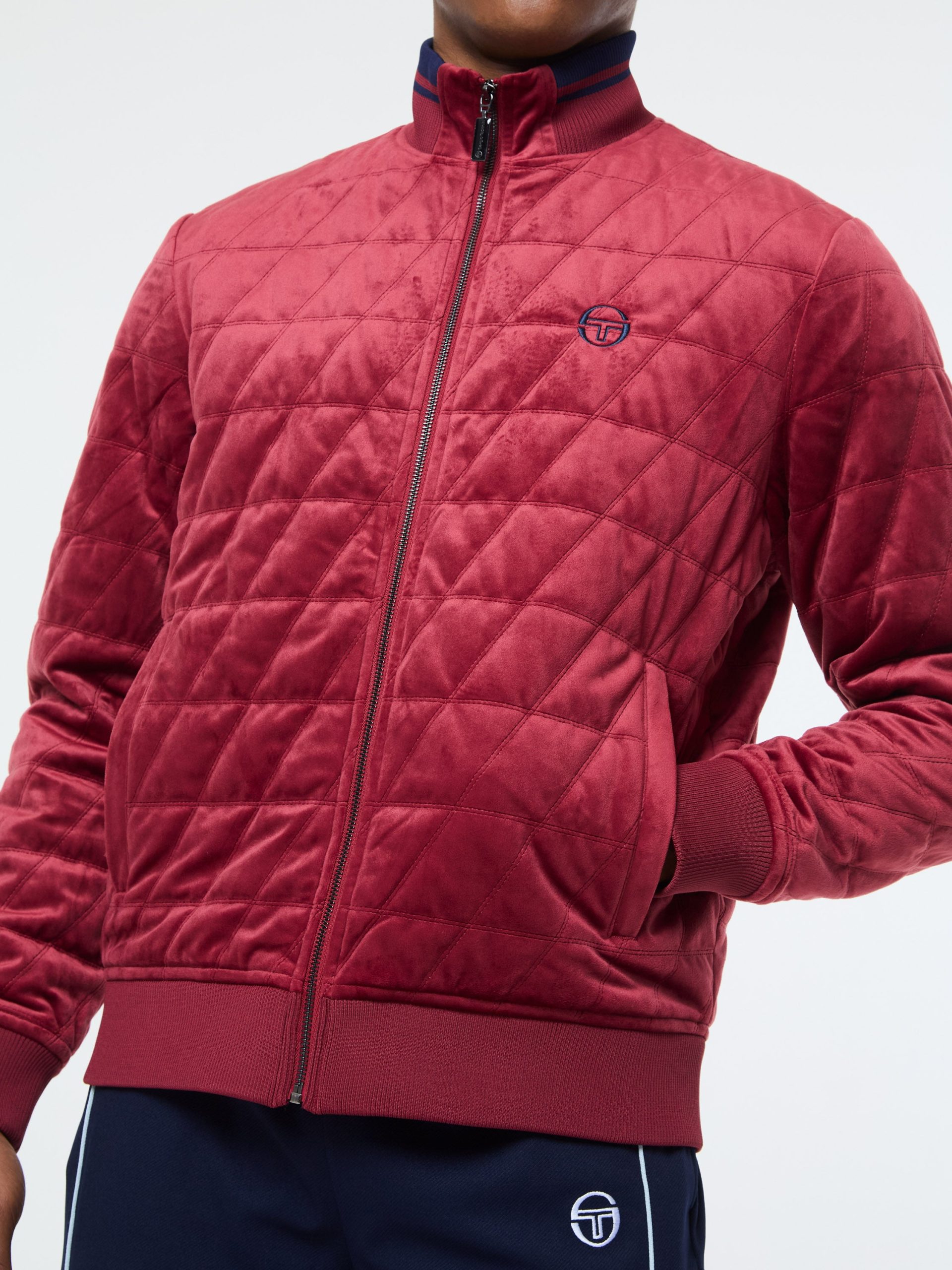 Redi Quilted Velour Bomber Jacket- Rhubarb - Image 7