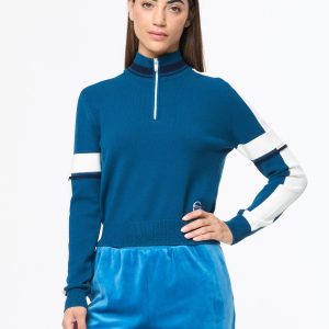 Nota Knit Quarter Zip- Mykonos Blue
