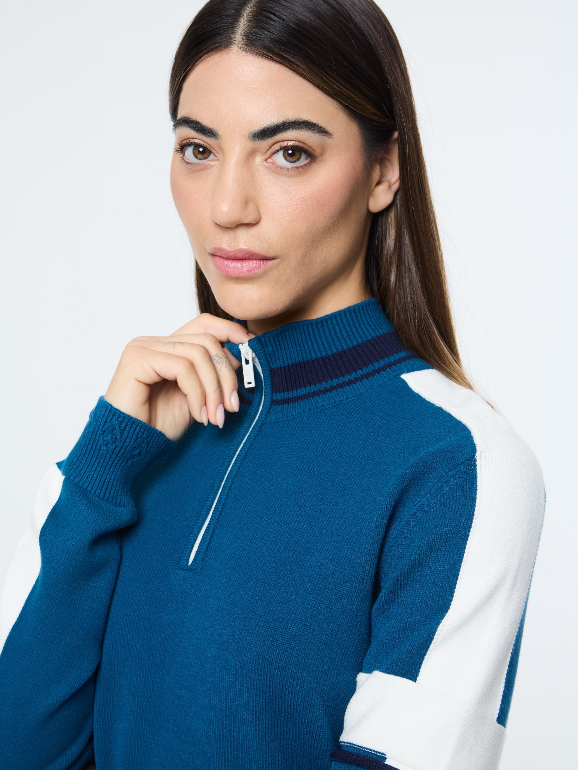 Nota Knit Quarter Zip- Mykonos Blue - Image 7