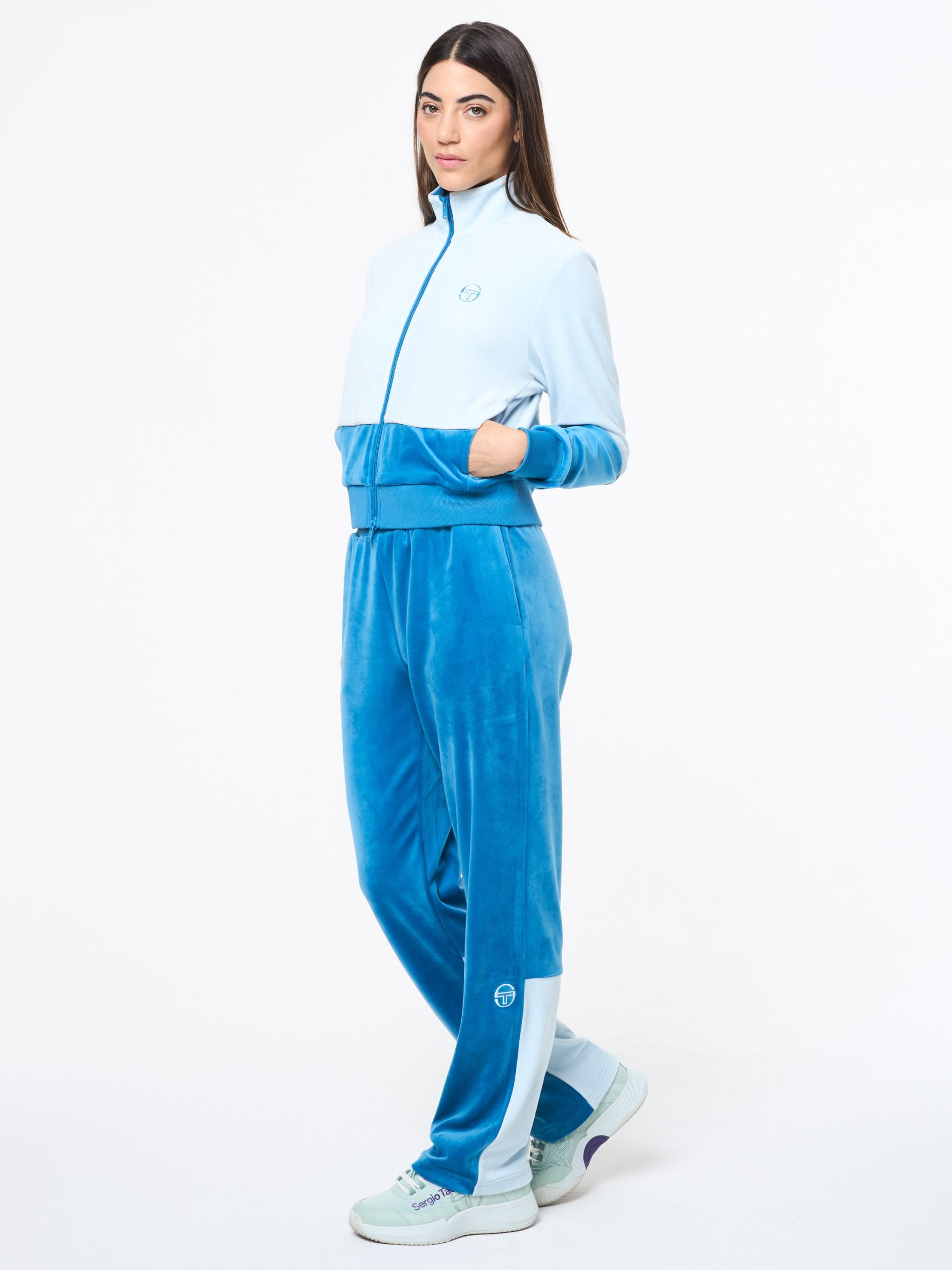Lina Velour Track Jacket- Baby Blue - Image 4