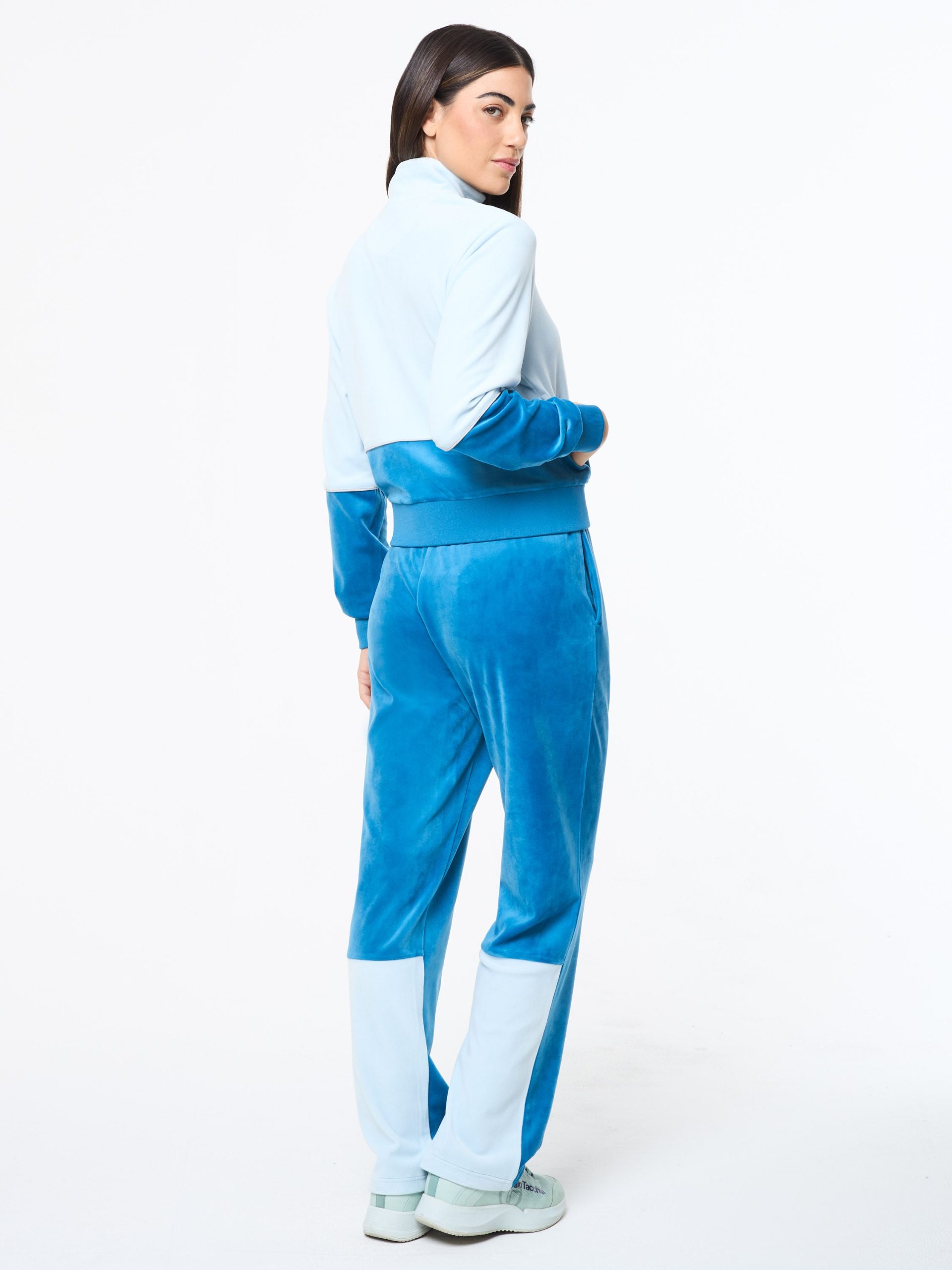 Lina Velour Track Jacket- Baby Blue - Image 5
