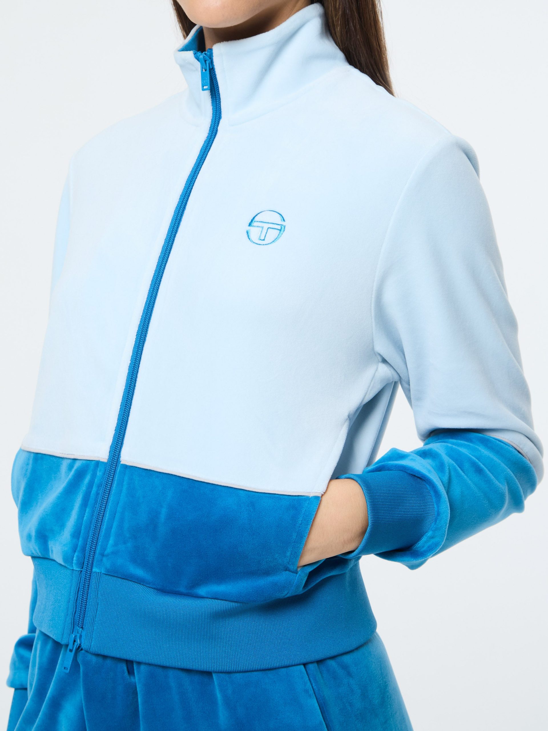 Lina Velour Track Jacket- Baby Blue - Image 7