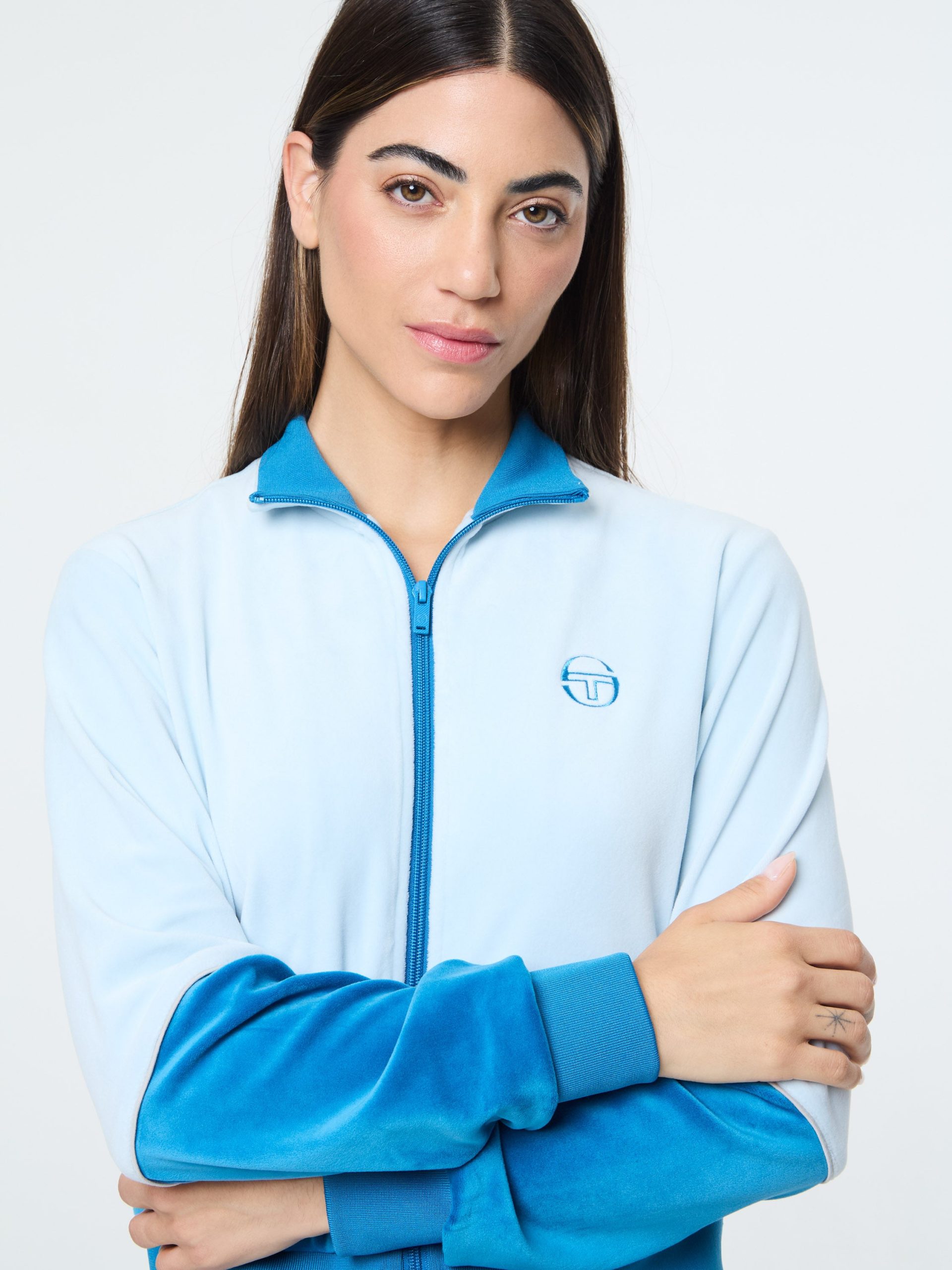 Lina Velour Track Jacket- Baby Blue - Image 8